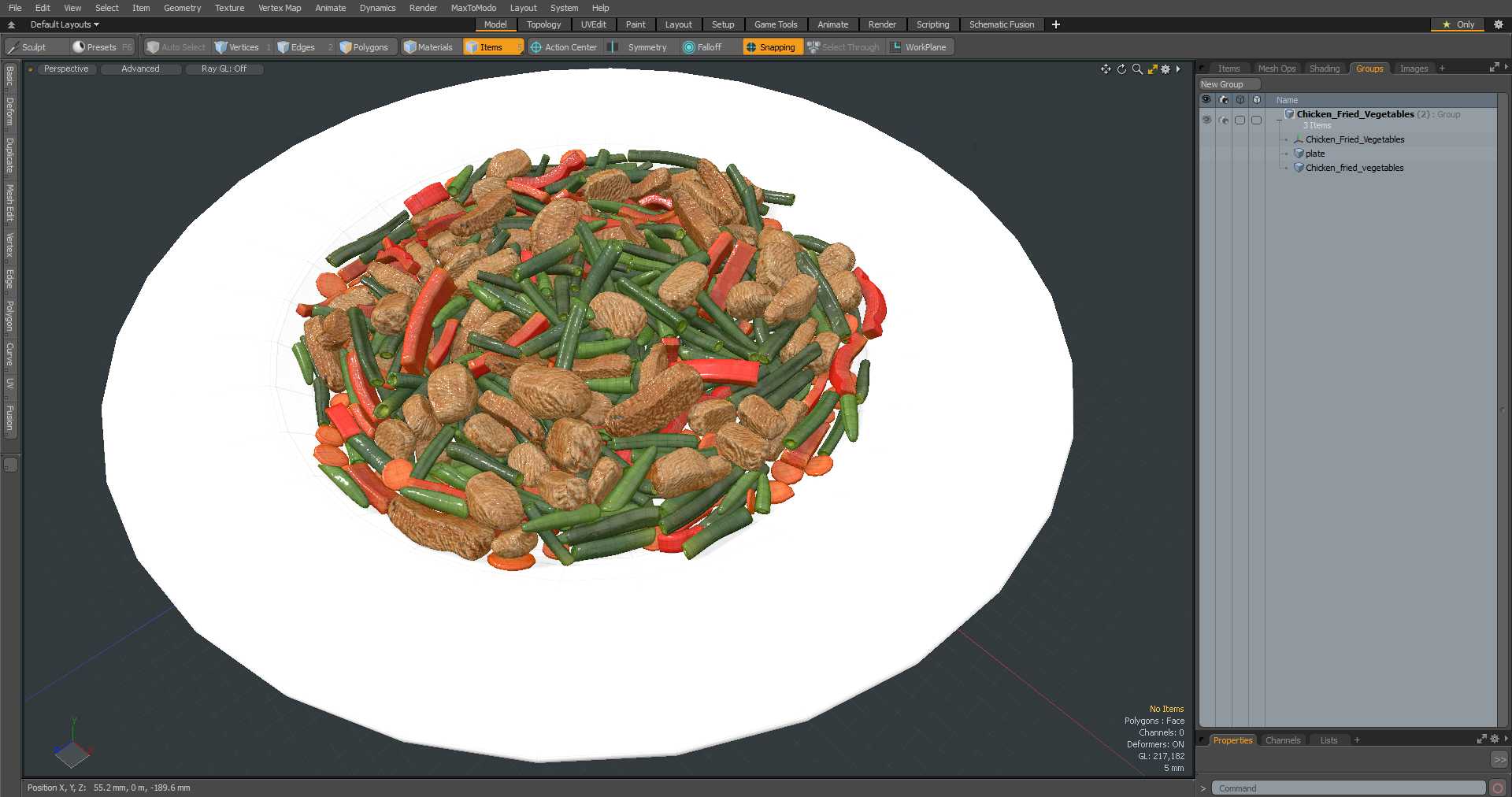 Chicken Fried Vegetables 3D model