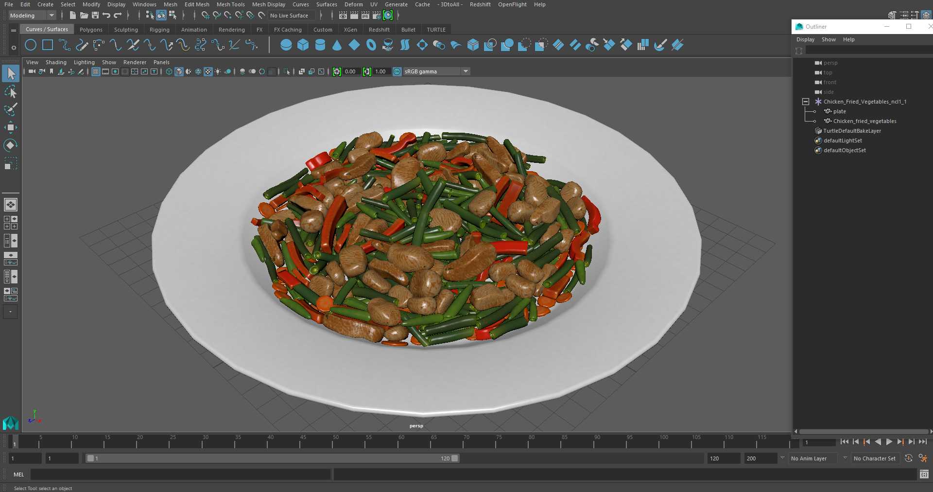 Chicken Fried Vegetables 3D model