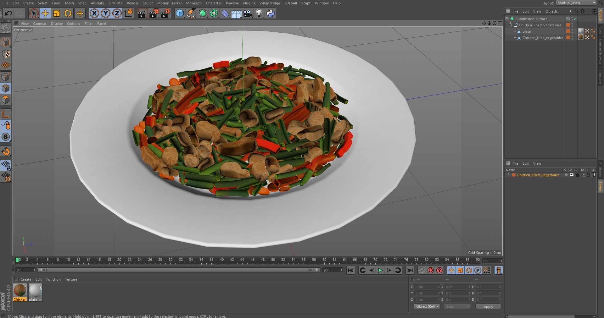 Chicken Fried Vegetables 3D model