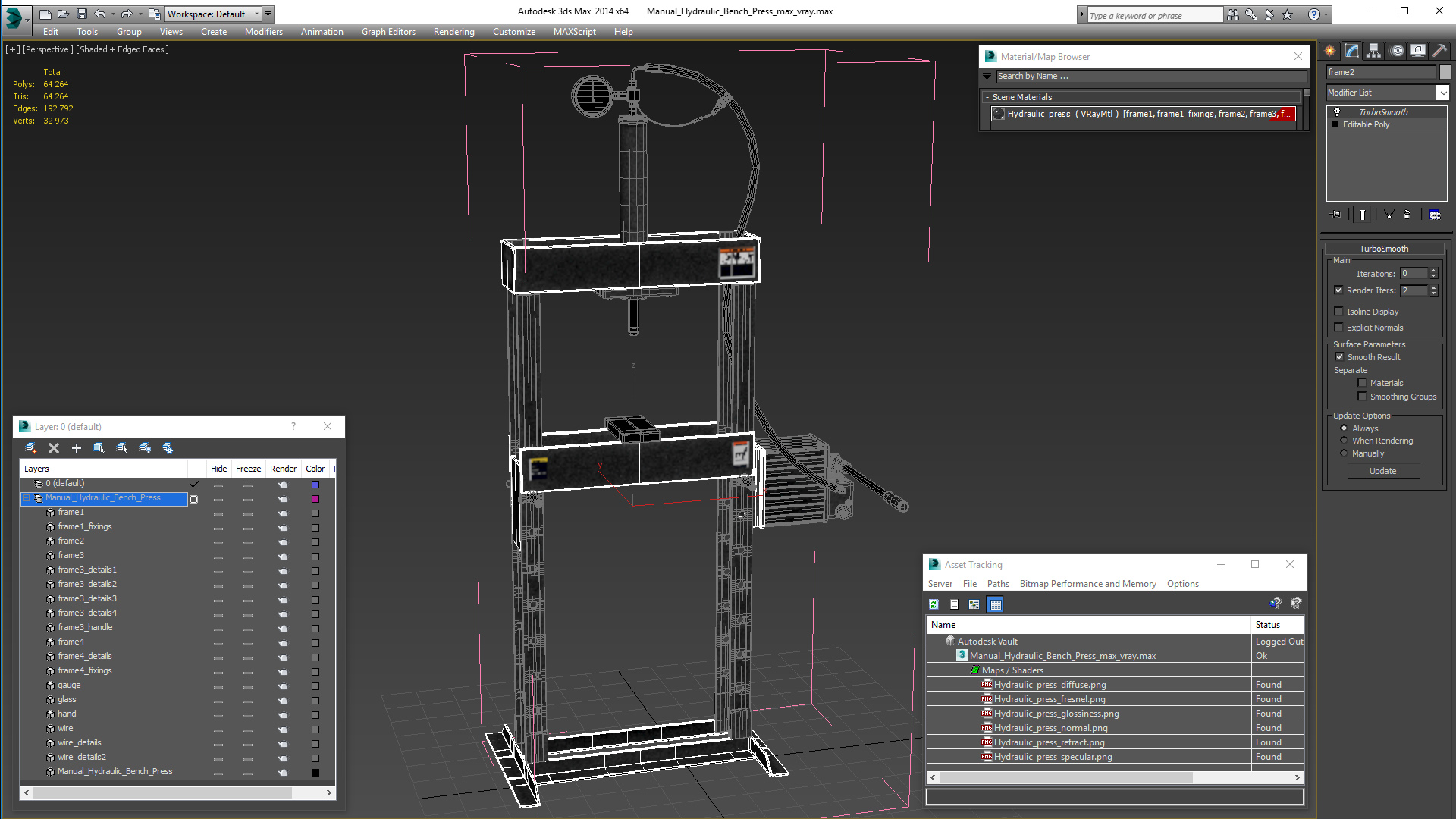 3D Manual Hydraulic Bench Press model