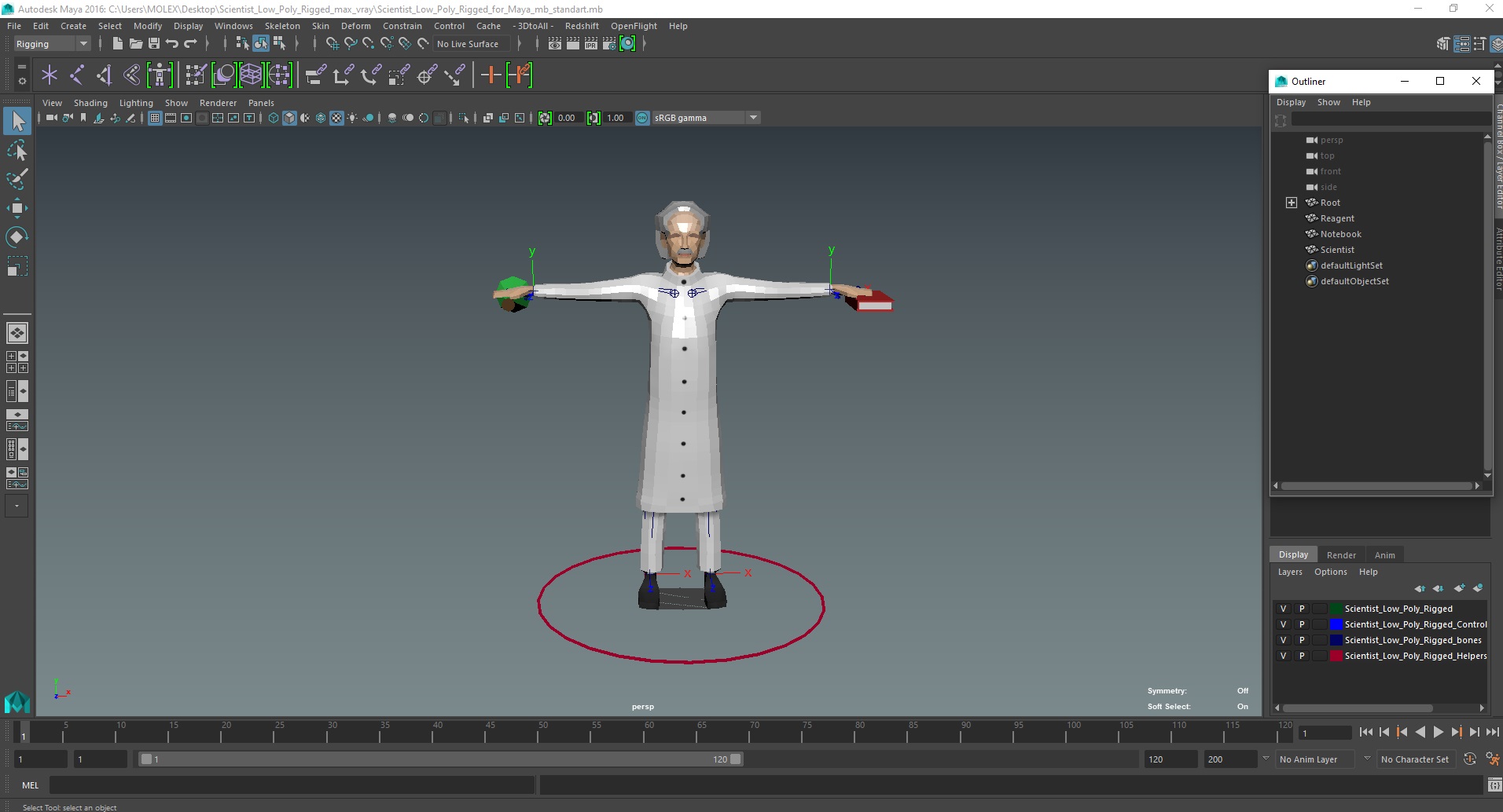 Scientist Low Poly Rigged for Maya 3D model