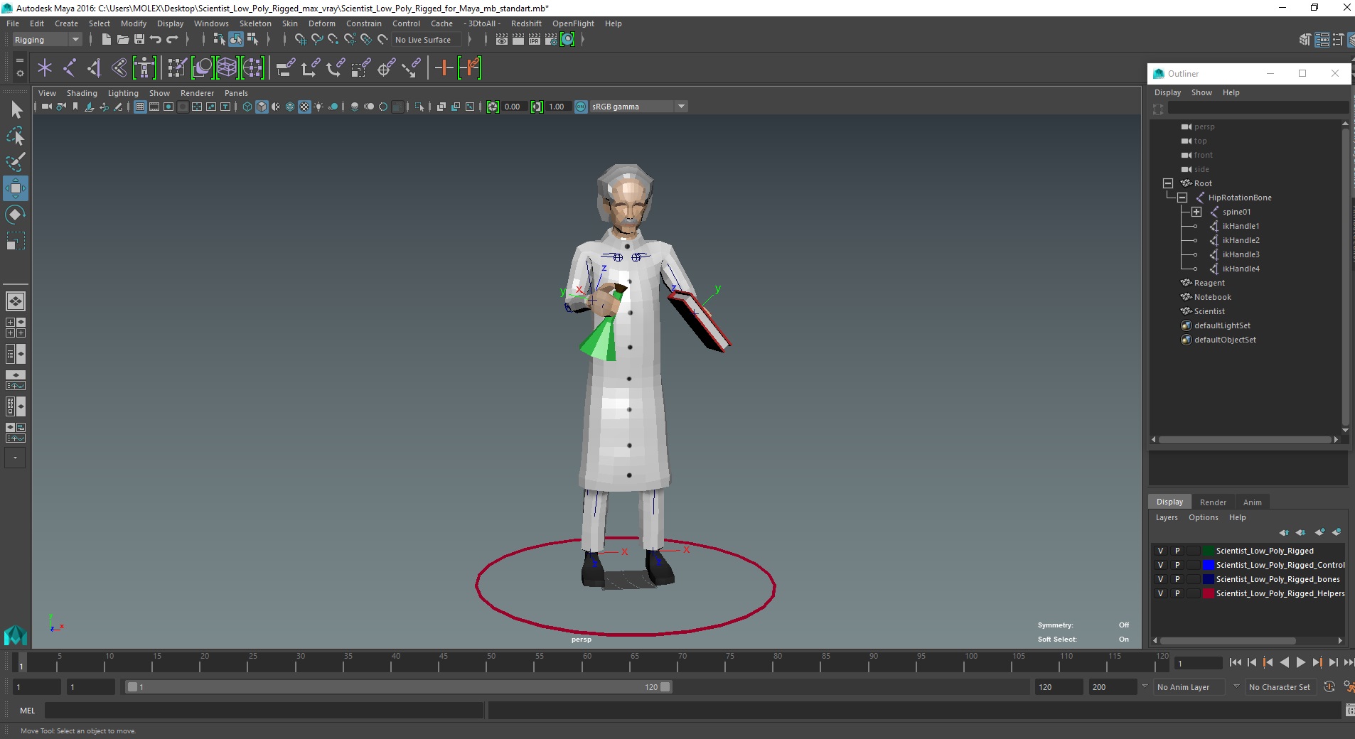 Scientist Low Poly Rigged for Maya 3D model