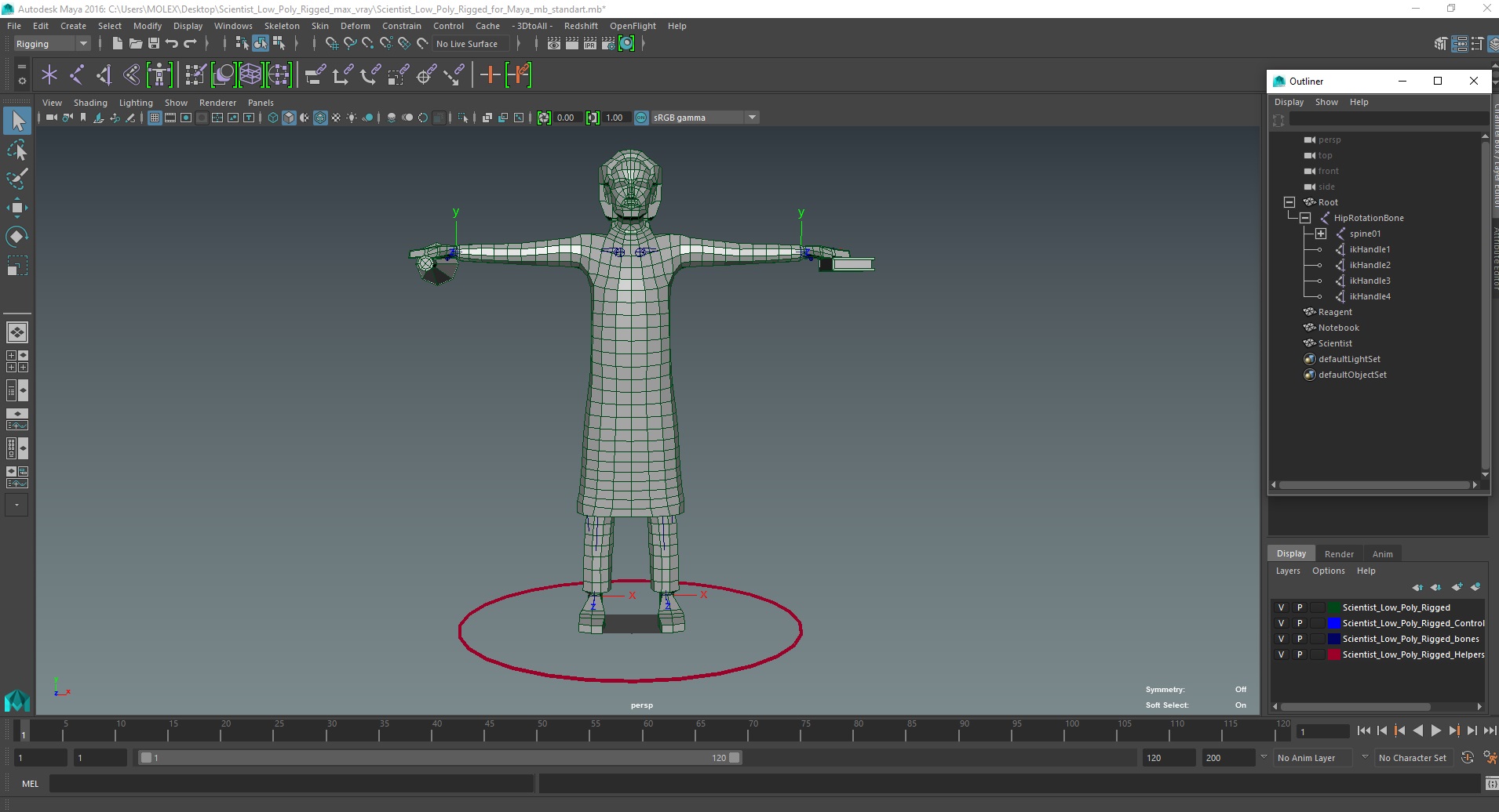 Scientist Low Poly Rigged for Maya 3D model