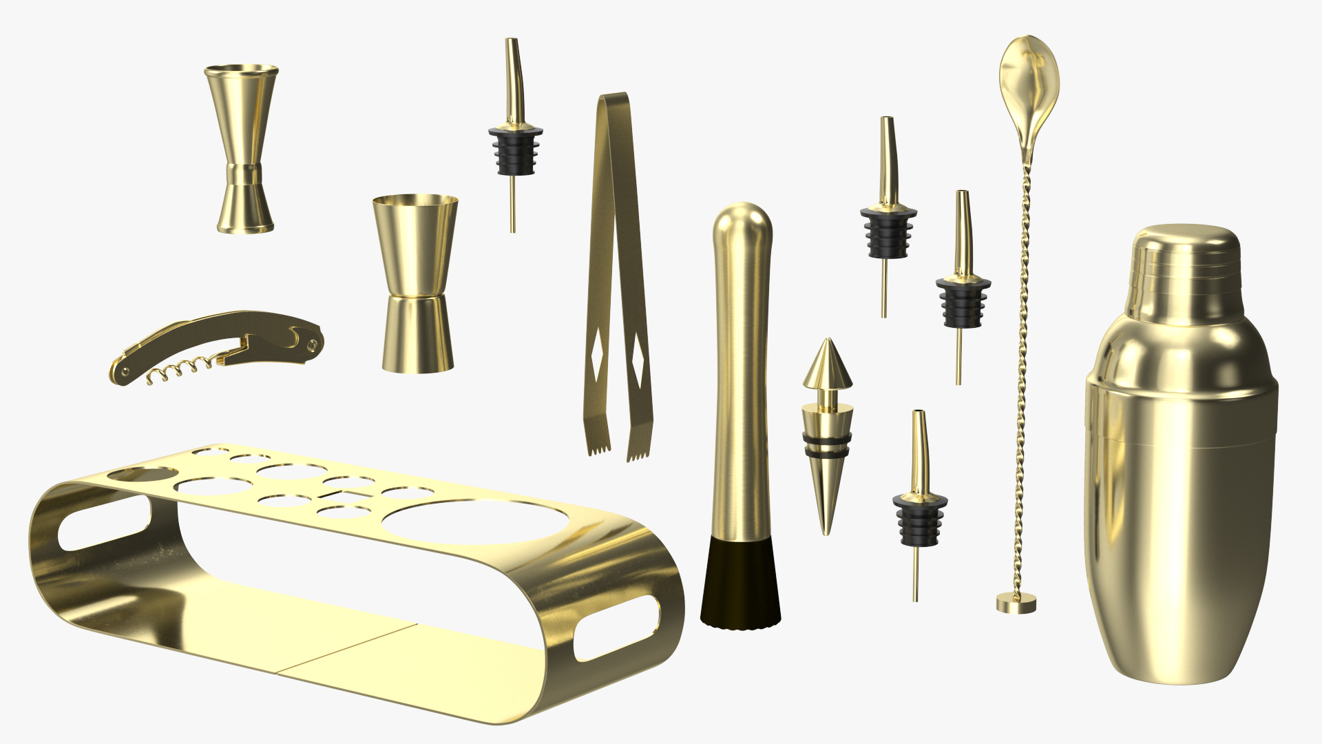 Bartender Kit 12 Piece Gold 3D