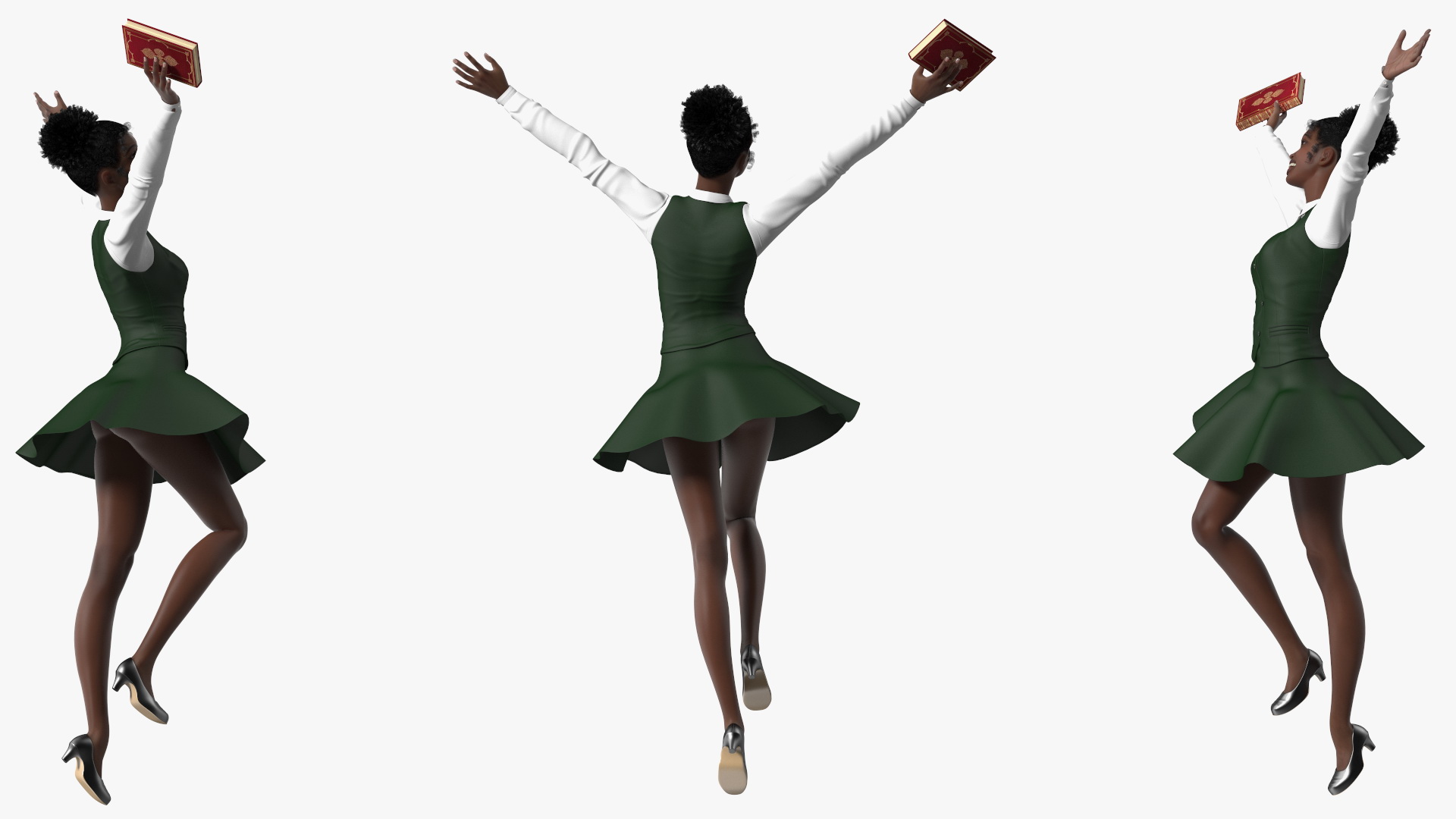 3D Black Teenage Girl in School Uniform