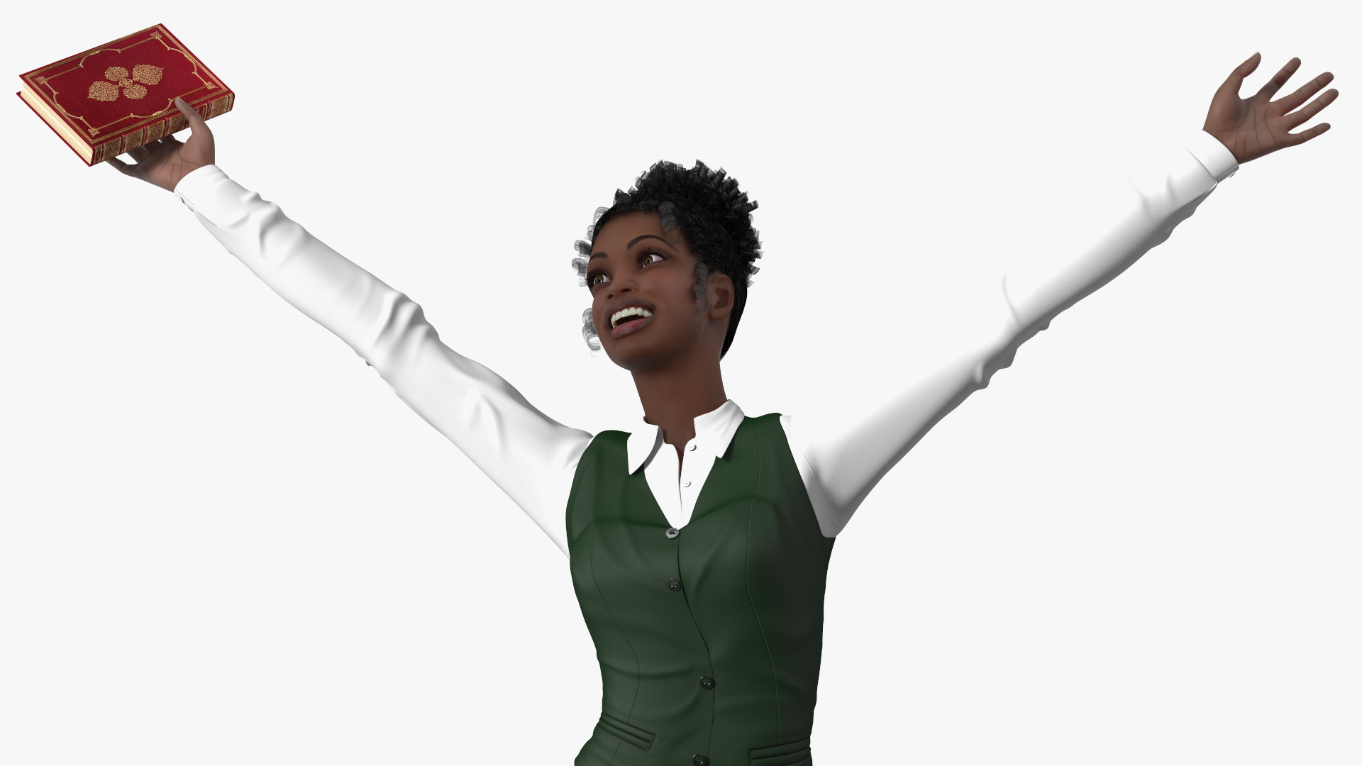 3D Black Teenage Girl in School Uniform