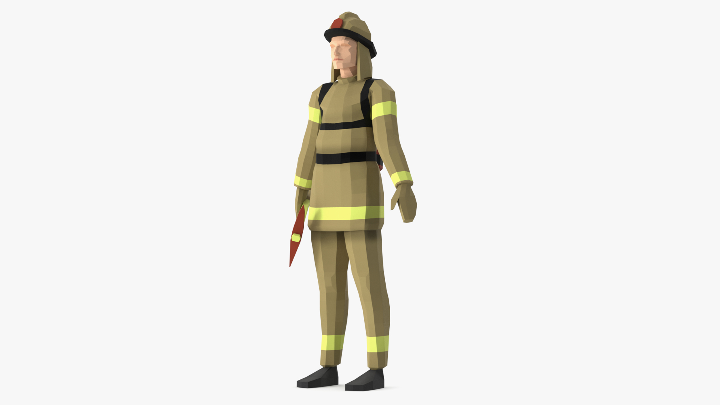 3D Firefighter Low Poly Rigged for Cinema 4D