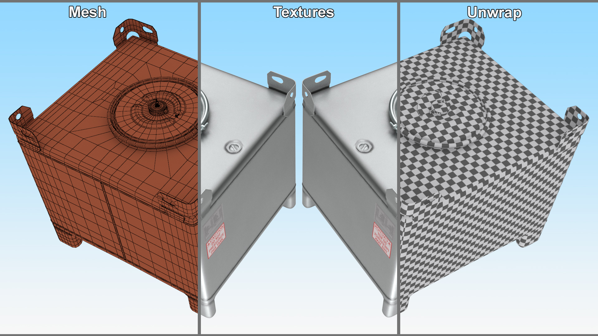 3D model 180 Gallon IBC Stainless Steel Tank