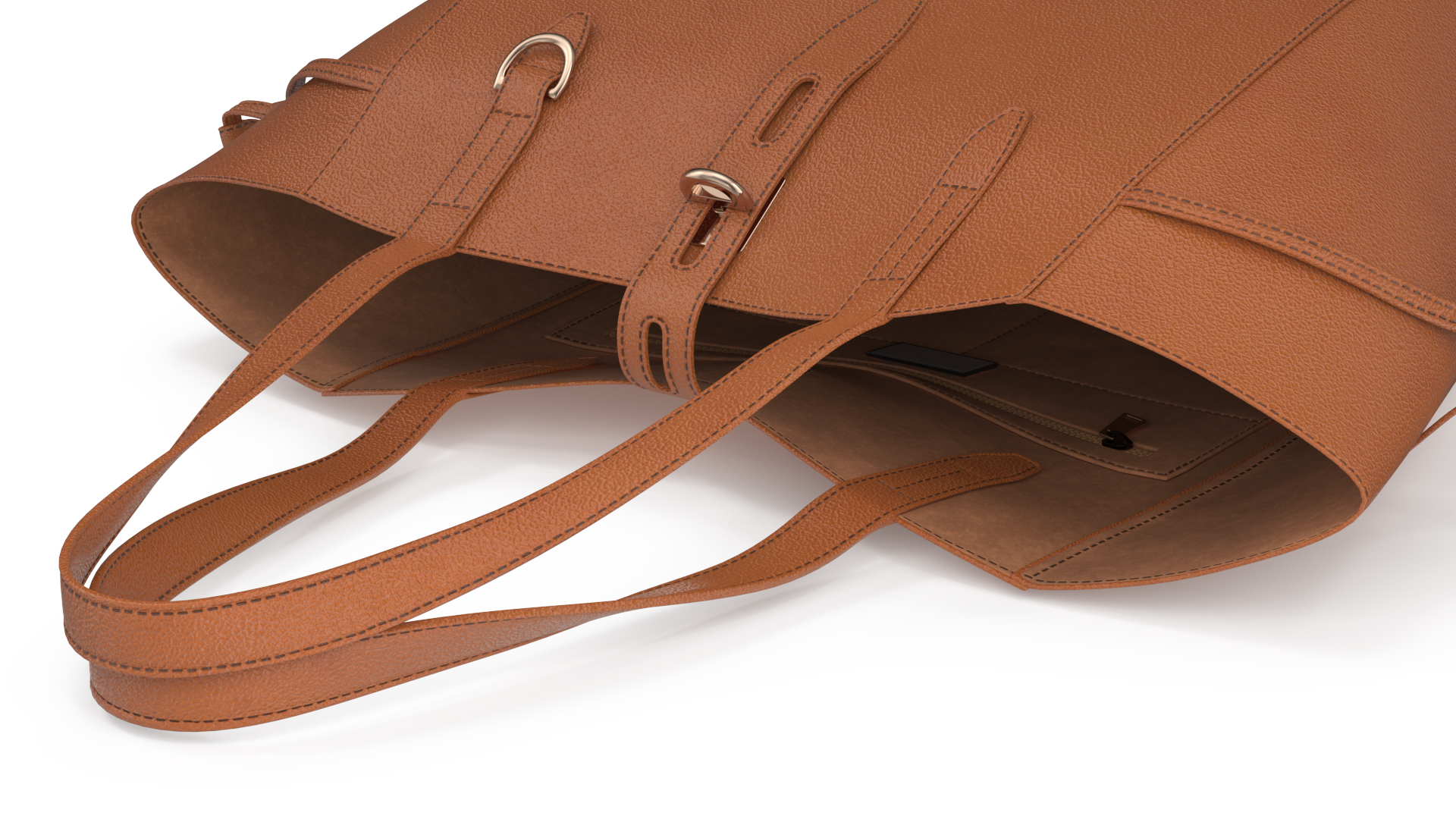 Womens Brown Leather Tote Bag 3D model