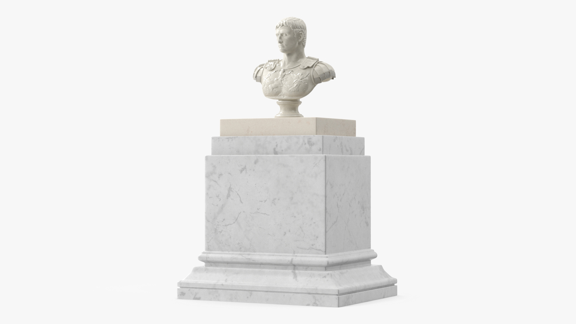 Roman Emperor Bust on Marble Pedestal 3D