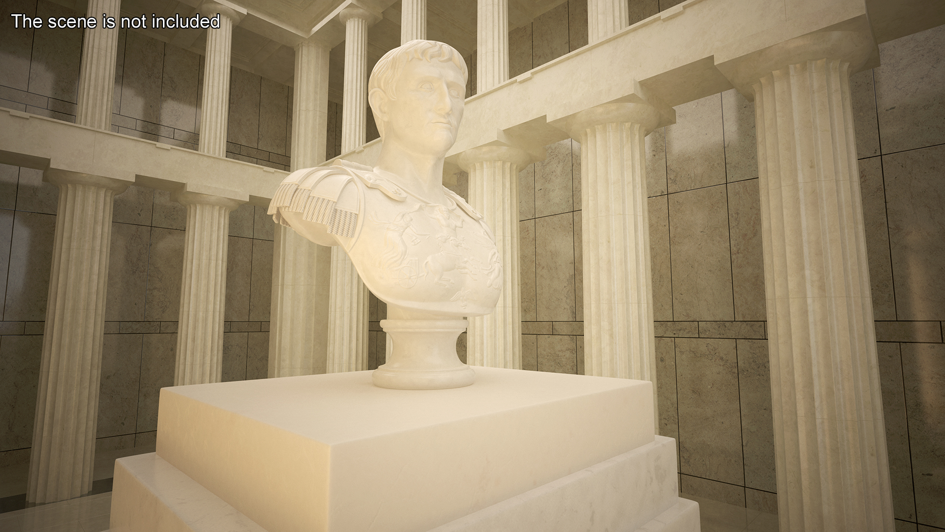 Roman Emperor Bust on Marble Pedestal 3D