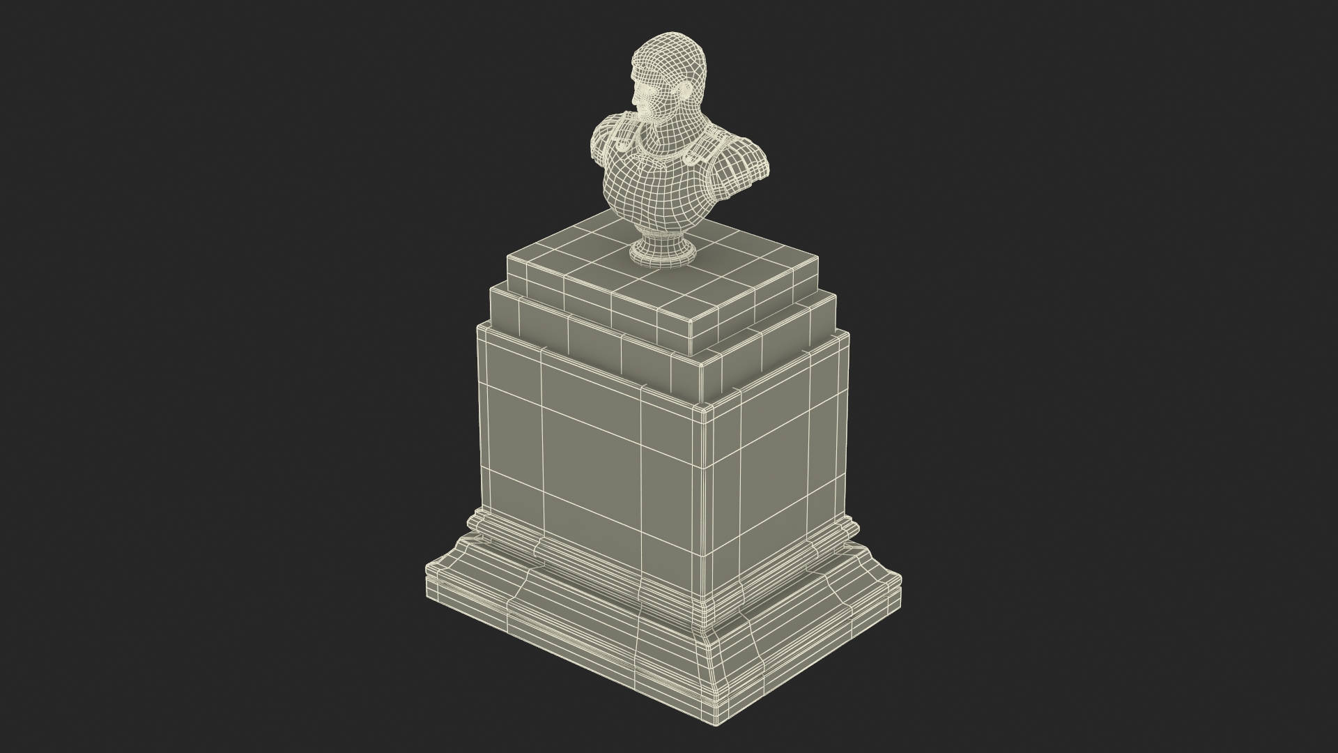 Roman Emperor Bust on Marble Pedestal 3D