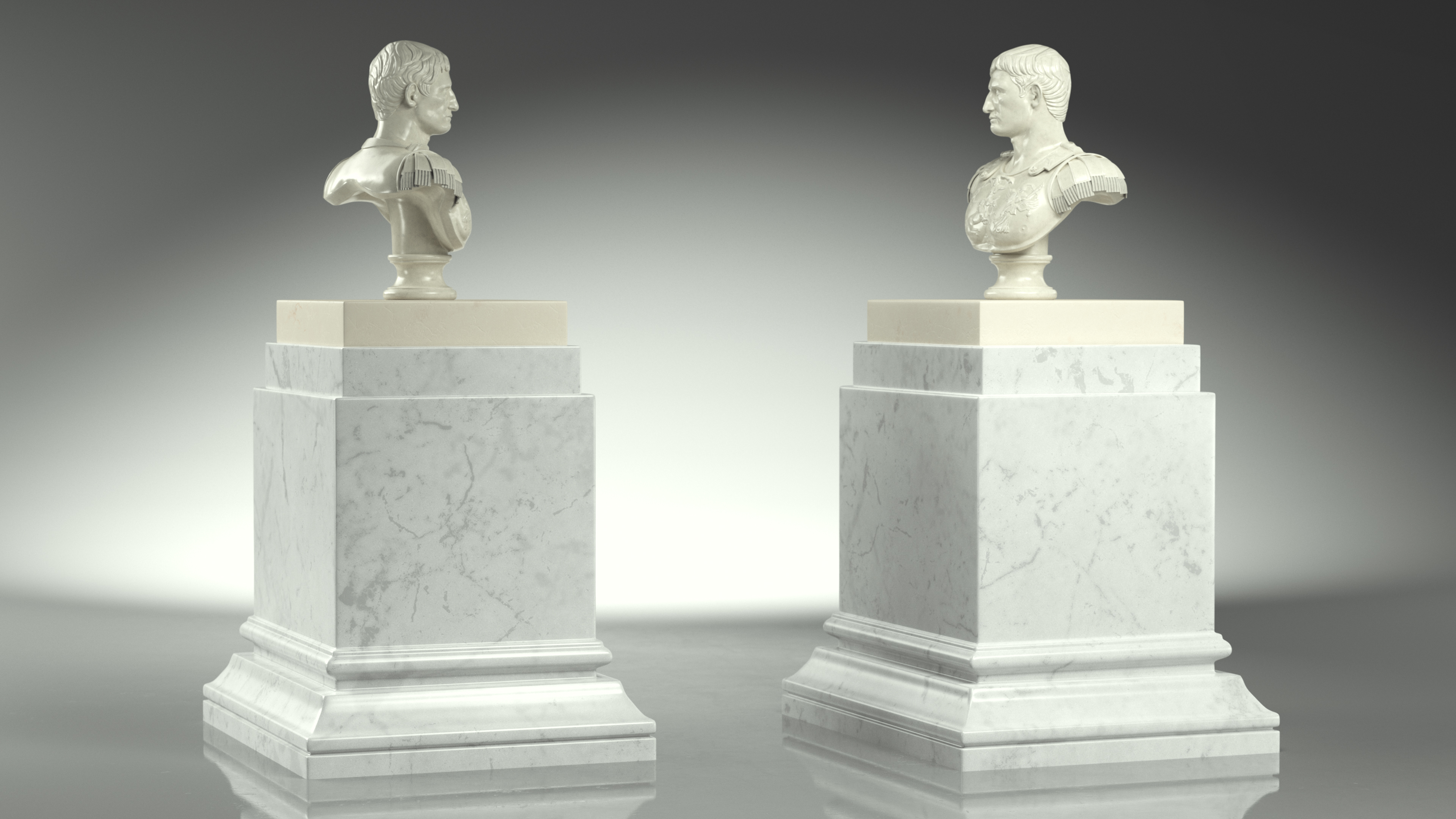 Roman Emperor Bust on Marble Pedestal 3D