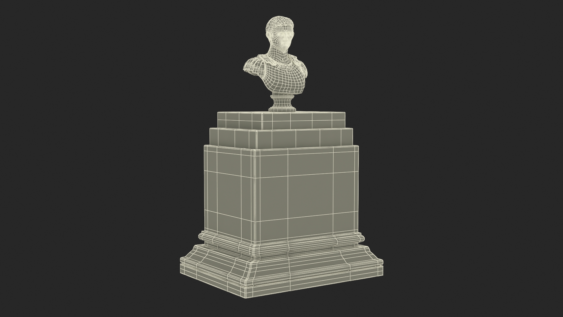 Roman Emperor Bust on Marble Pedestal 3D