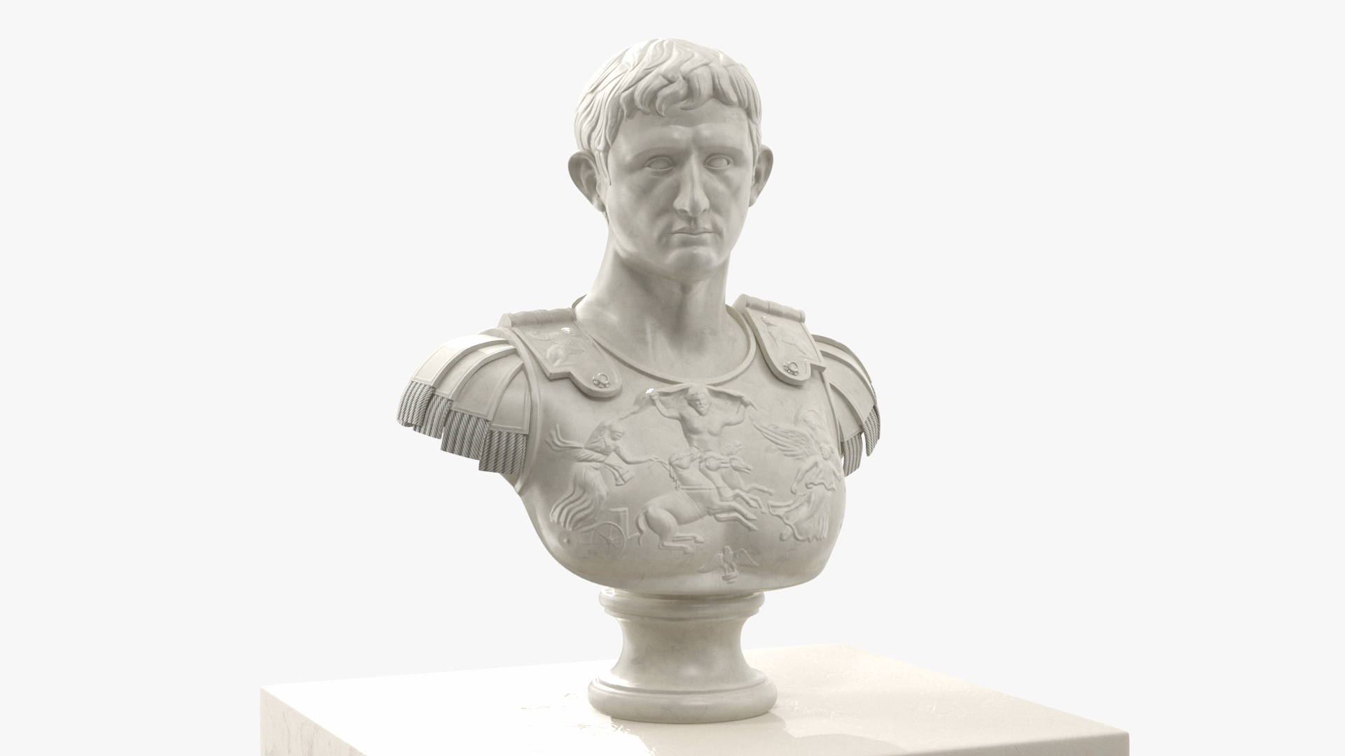 Roman Emperor Bust on Marble Pedestal 3D