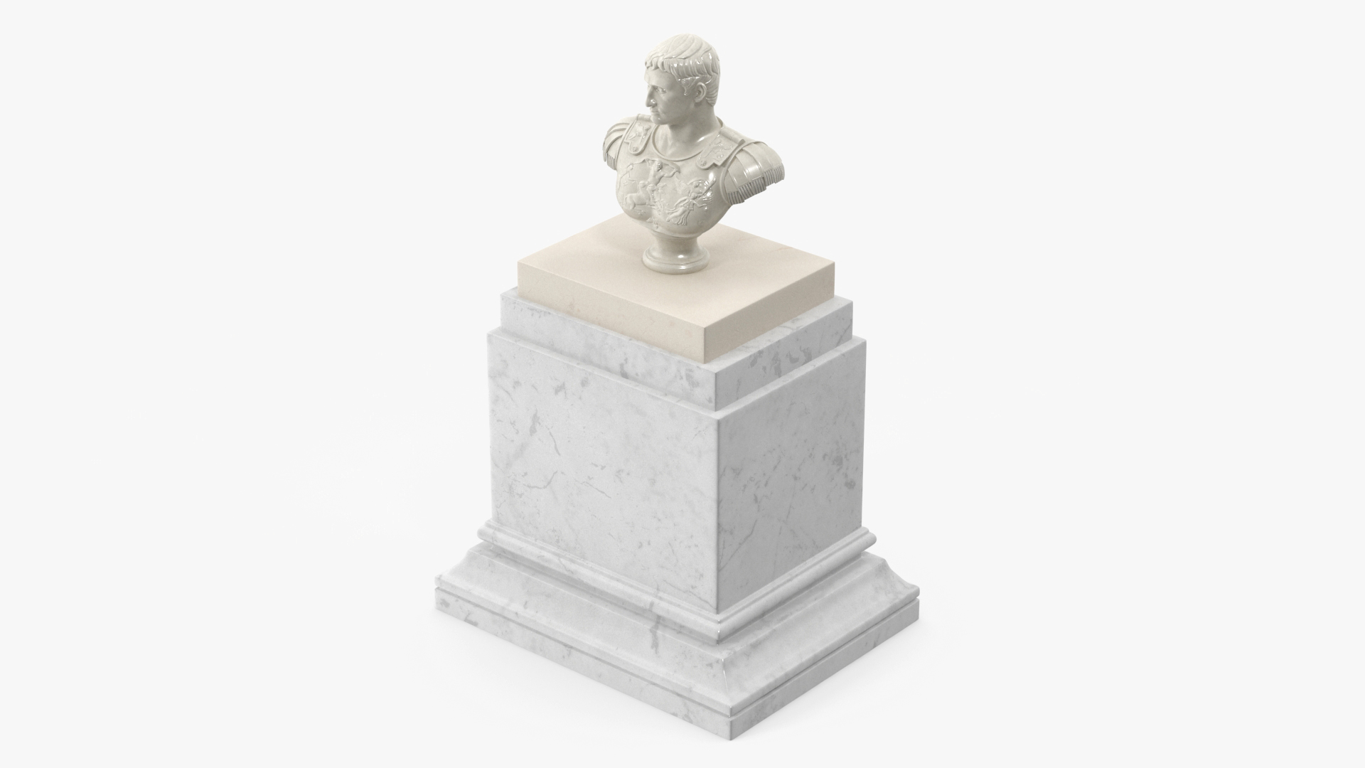 Roman Emperor Bust on Marble Pedestal 3D