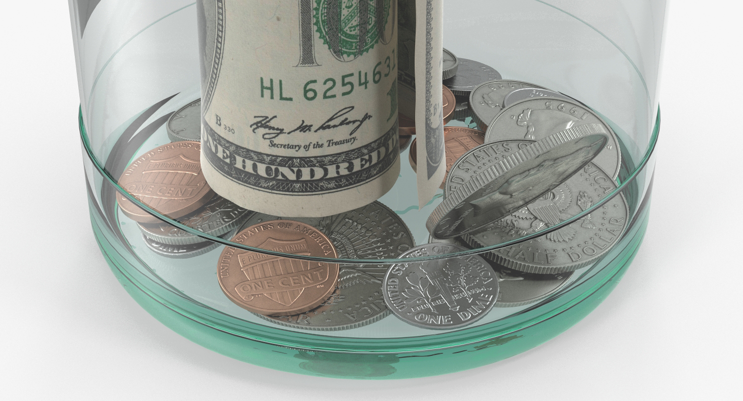 3D Tip Jar with Money model