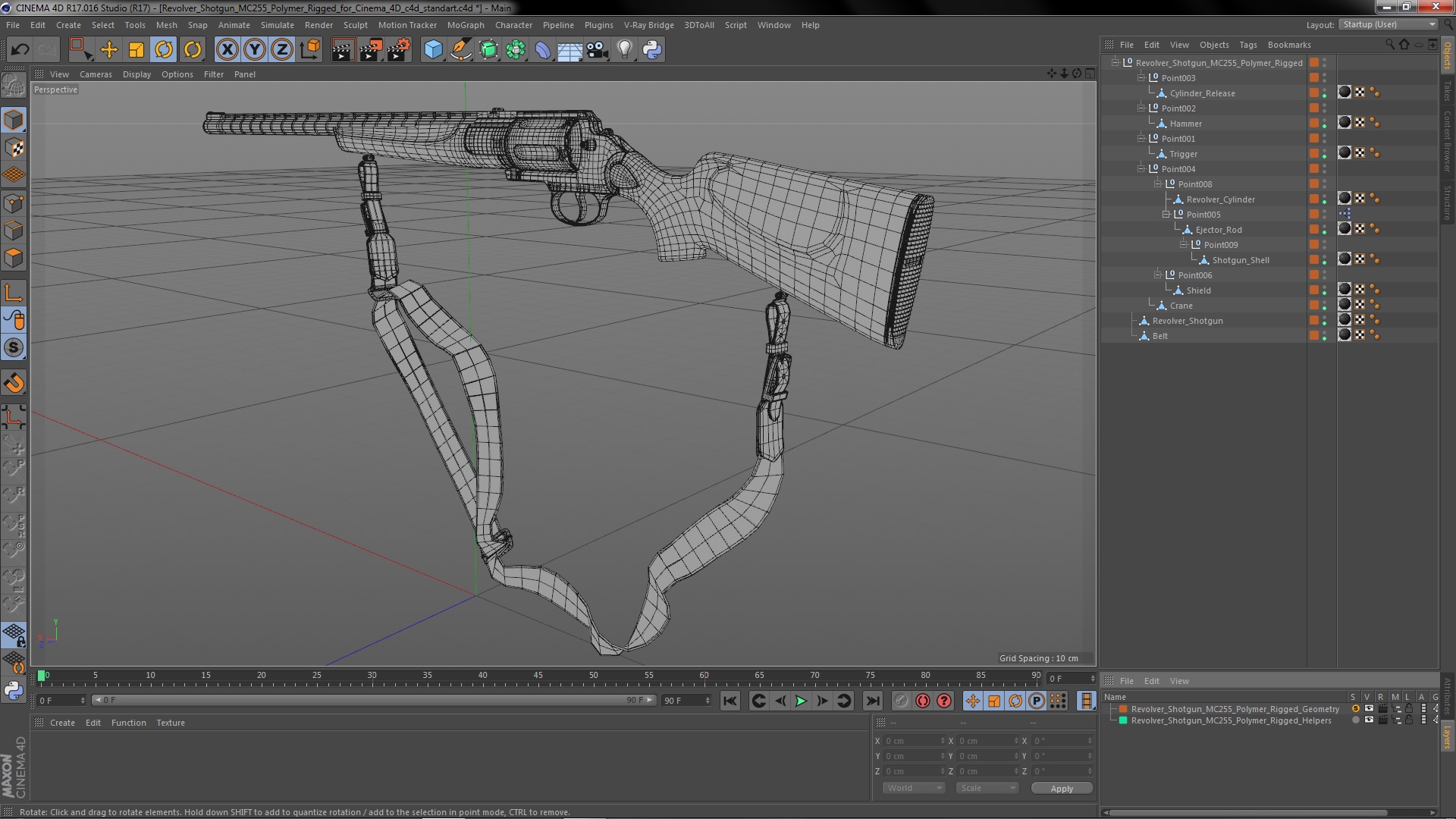 3D Revolver Shotgun MC255 Polymer Rigged for Cinema 4D