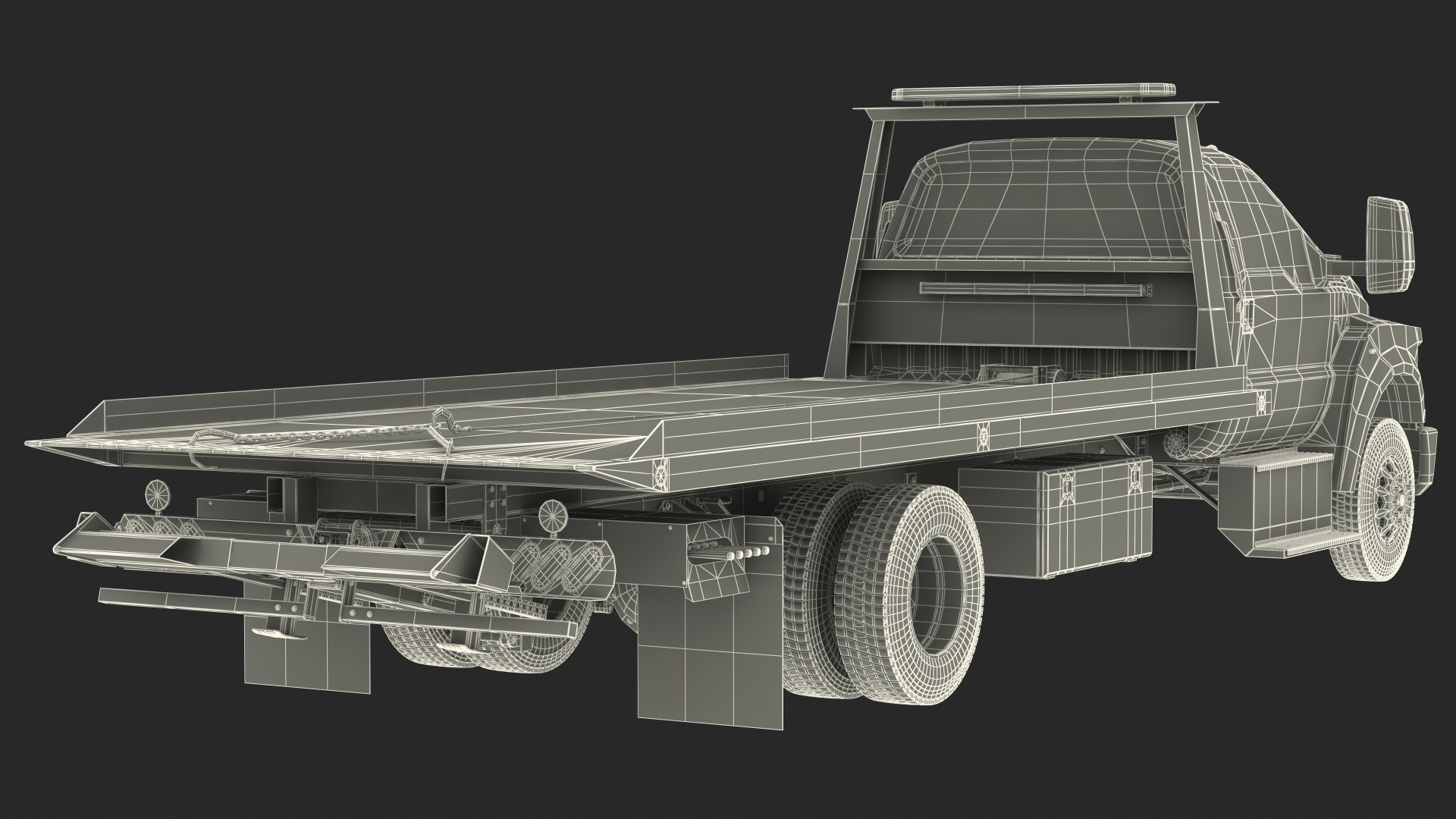 Tow Truck Flatbed Rigged 3D model