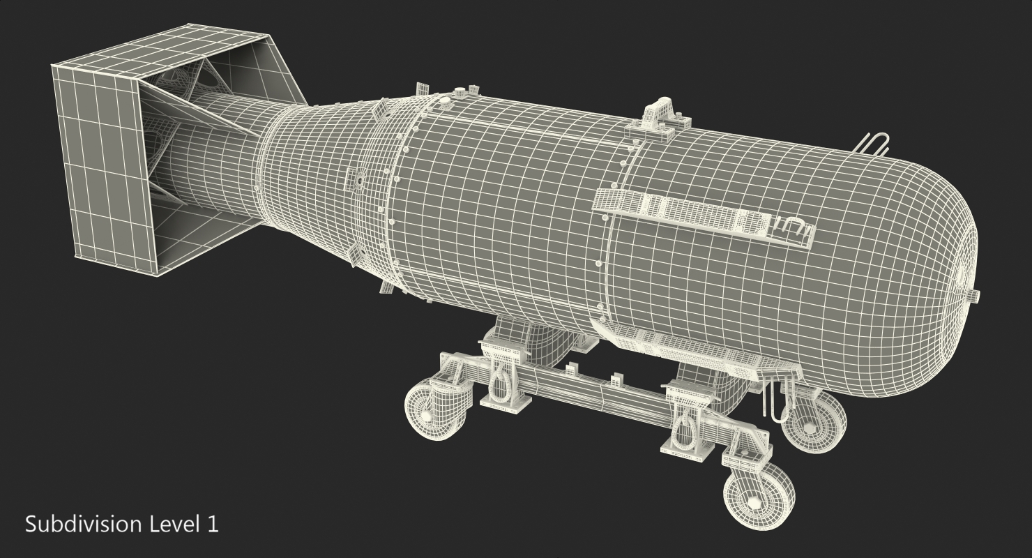 3D model Nuclear Little Boy Bomb on Carriage