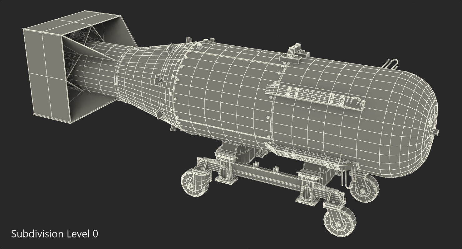 3D model Nuclear Little Boy Bomb on Carriage