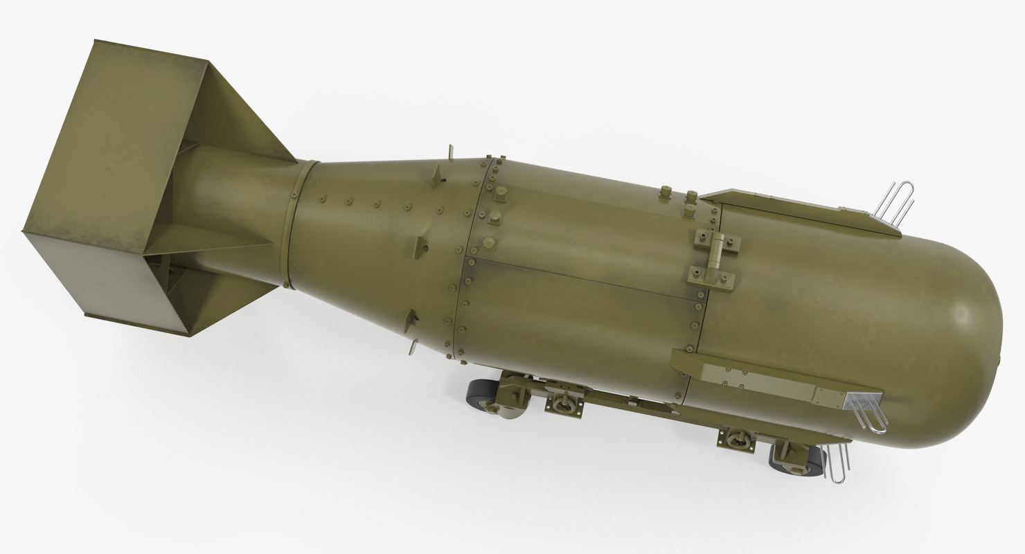 3D model Nuclear Little Boy Bomb on Carriage