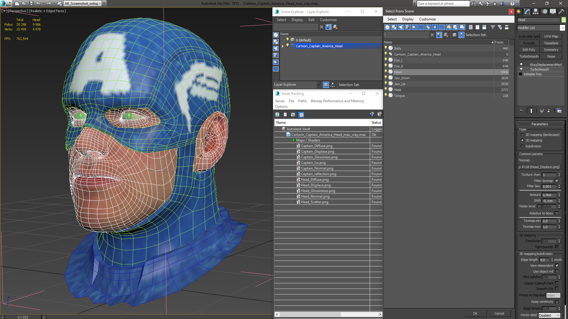 3D Cartoon Captain America Head model