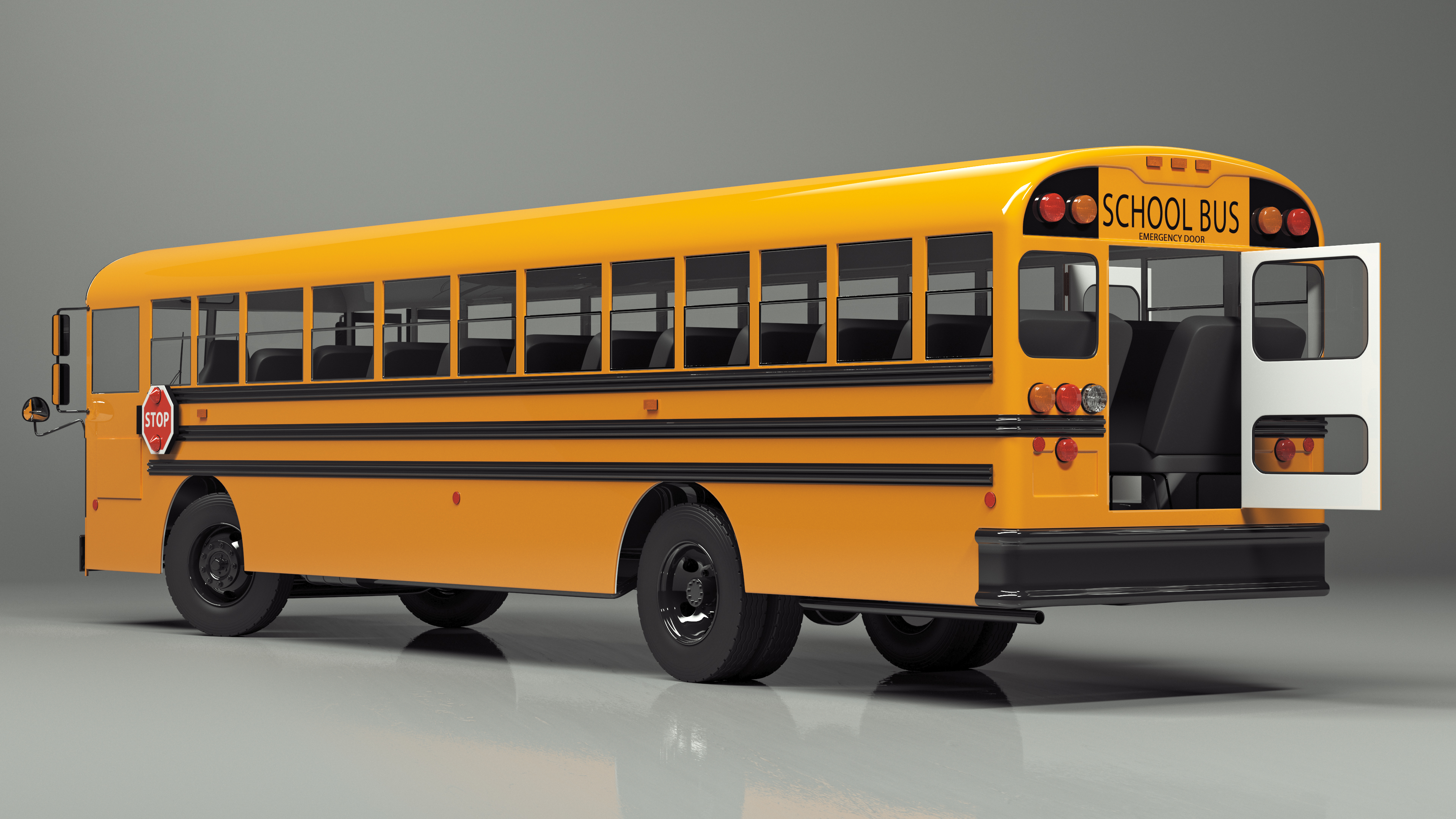 3D Electric School Bus Rigged