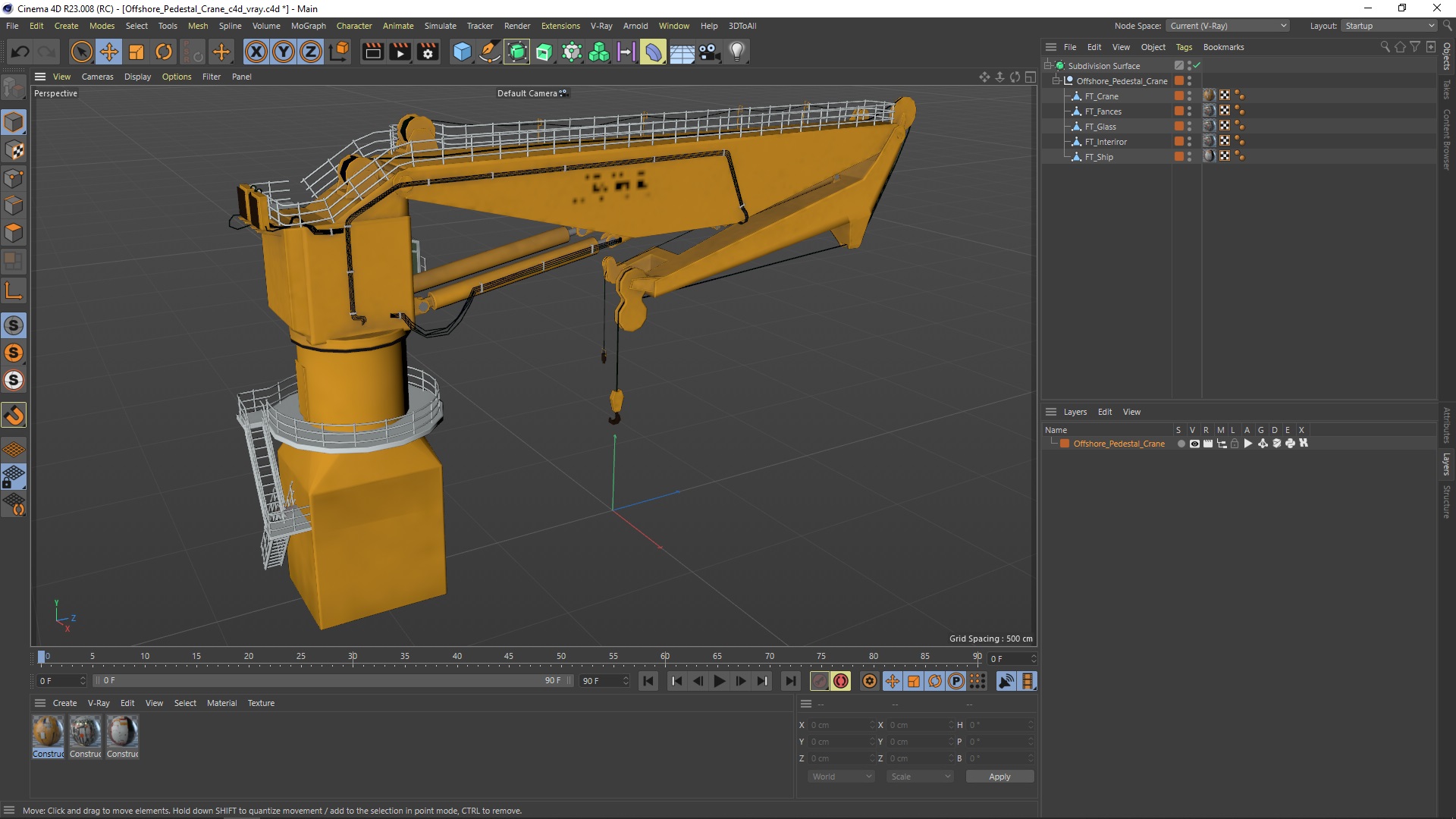 3D Offshore Pedestal Crane model