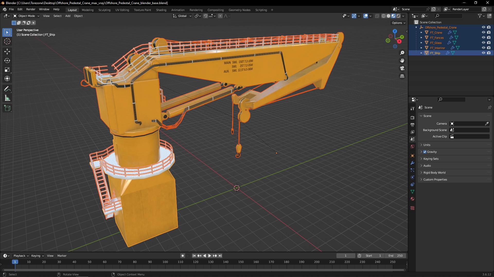 3D Offshore Pedestal Crane model