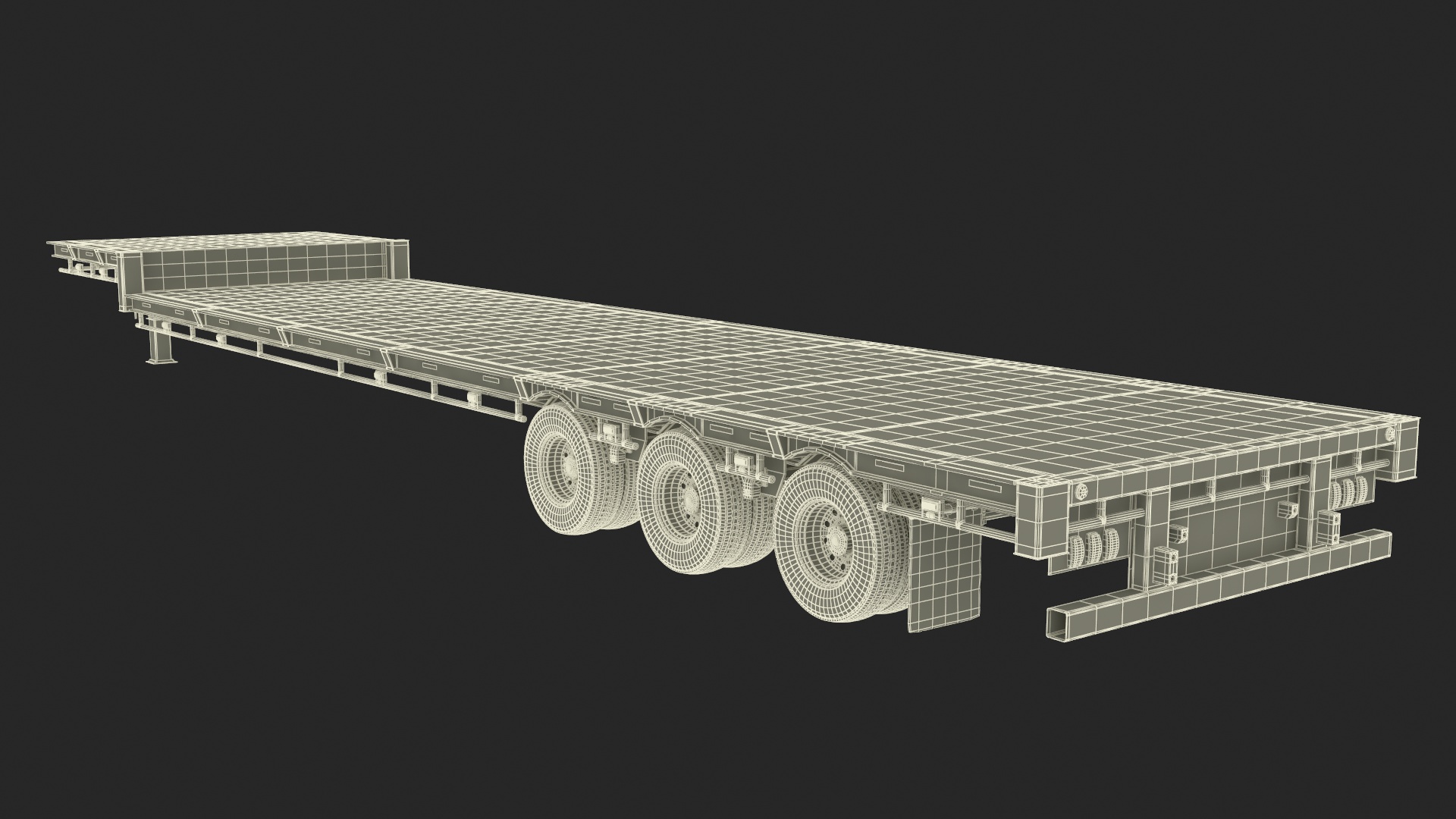 3D model Flatbed Semi Trailer