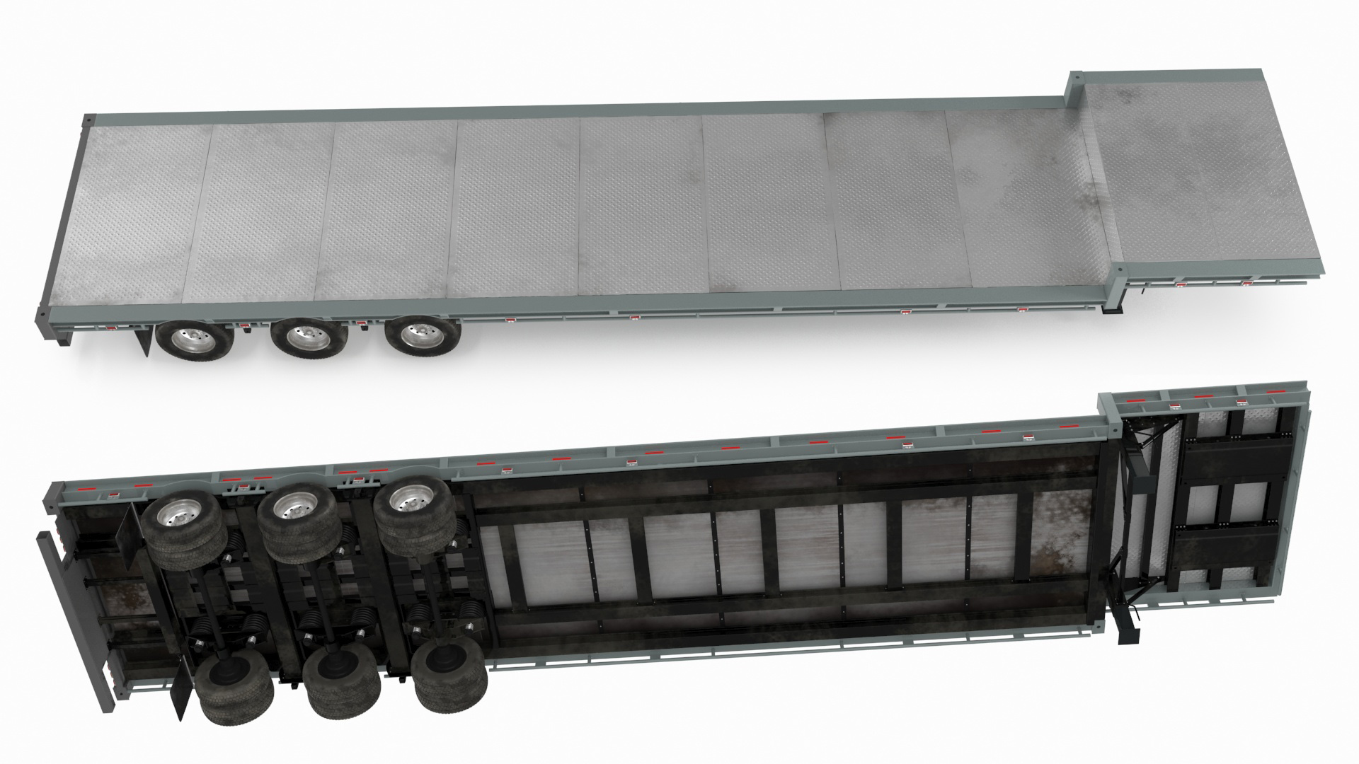 3D model Flatbed Semi Trailer