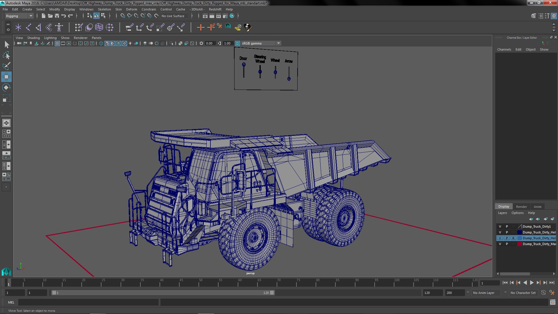 Off Highway Dump Truck Dirty Rigged for Maya 3D model