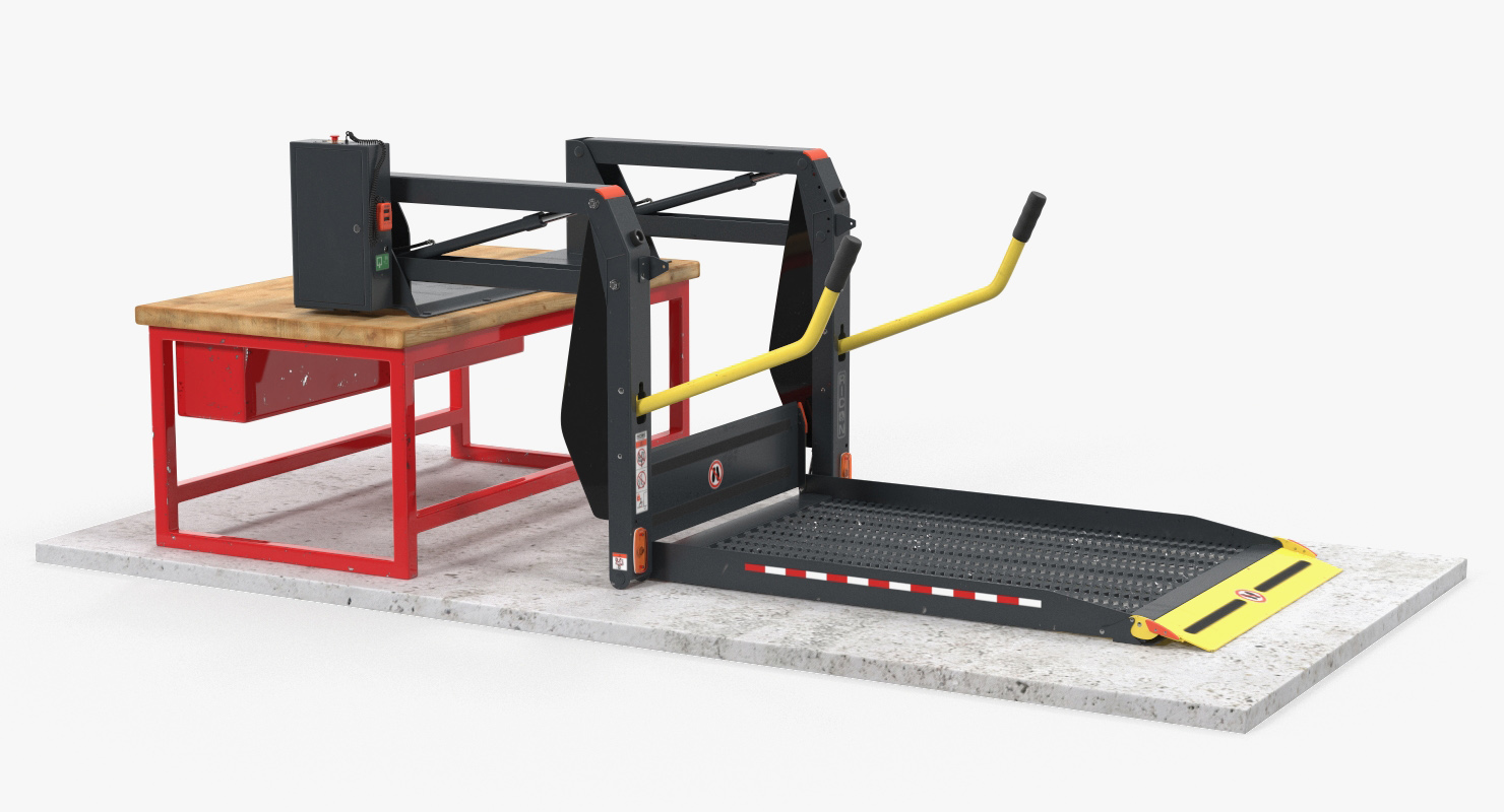 Hydraulic Wheelchair Lift Rigged 3D