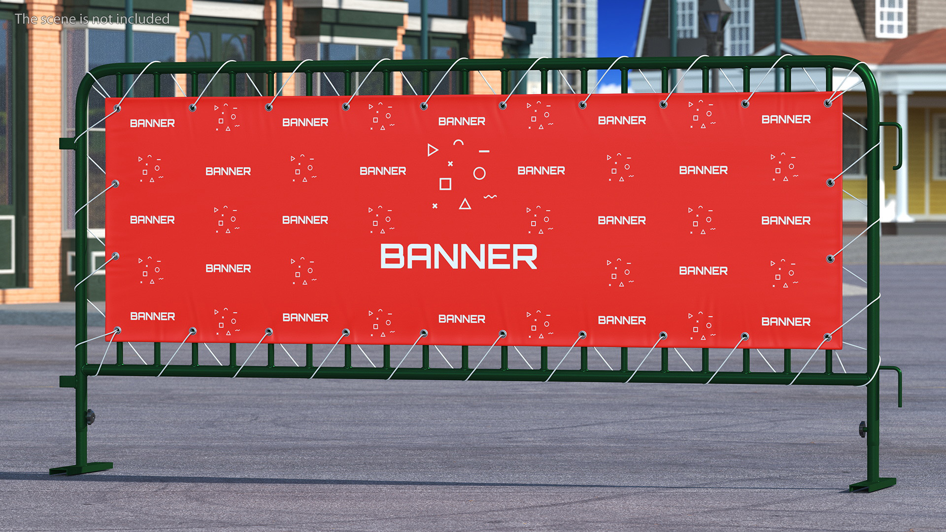 3D Green Interlocking Steel Barricade with Banner