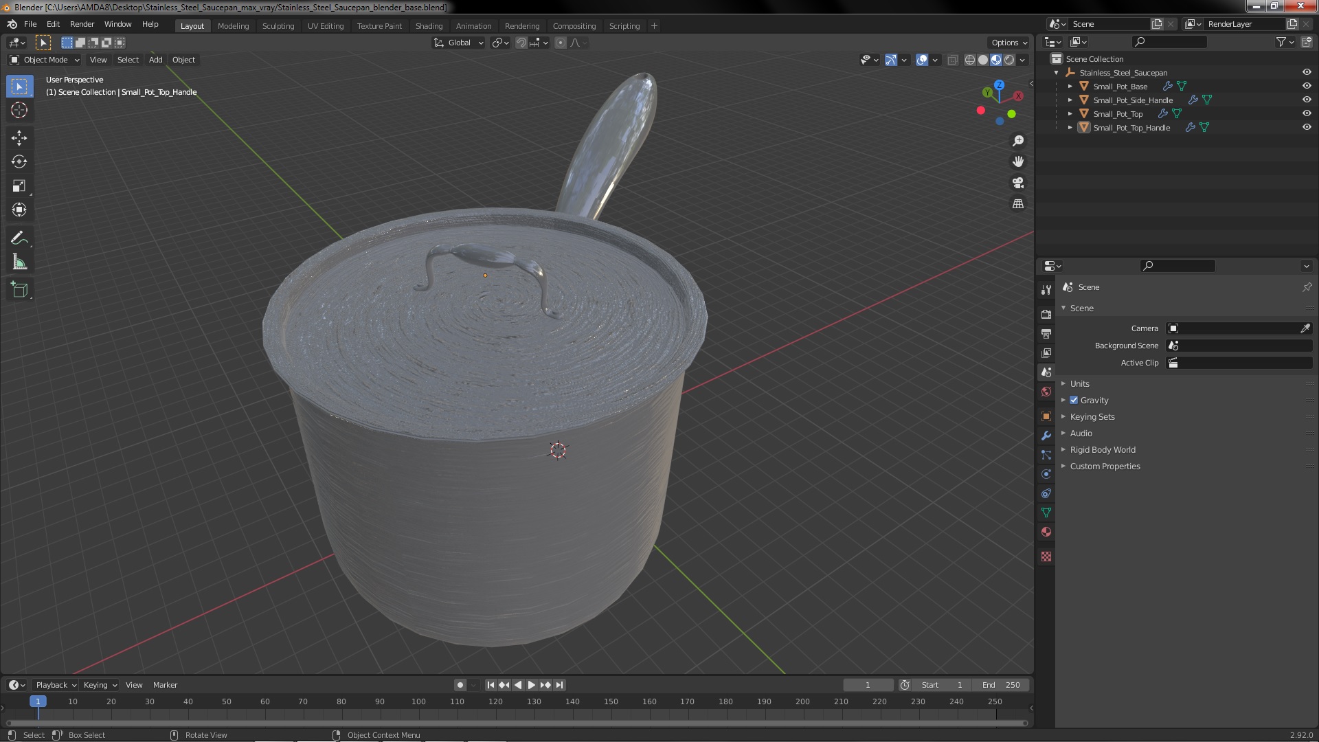 Stainless Steel Saucepan 3D model