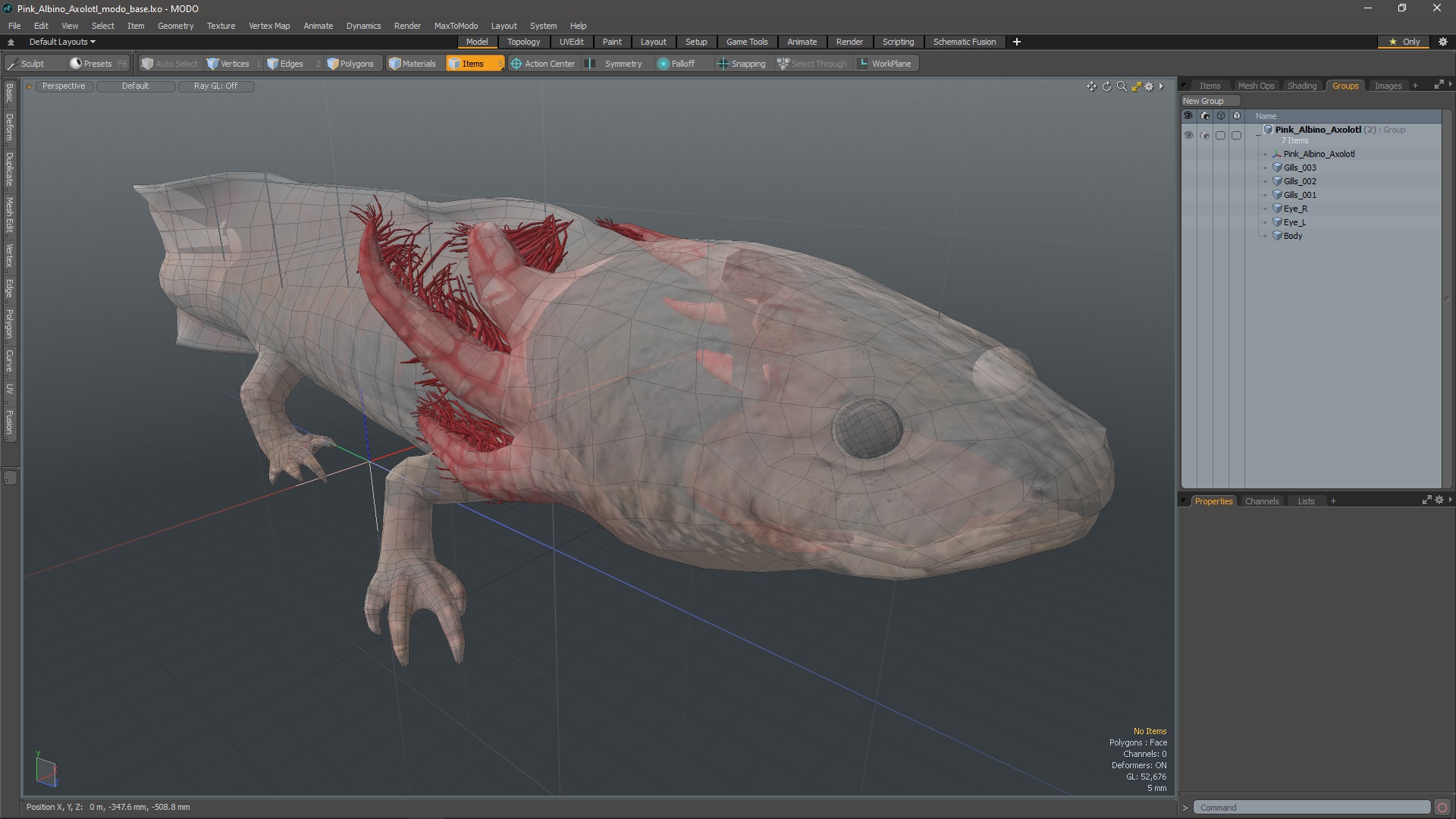 Pink Albino Axolotl 3D model