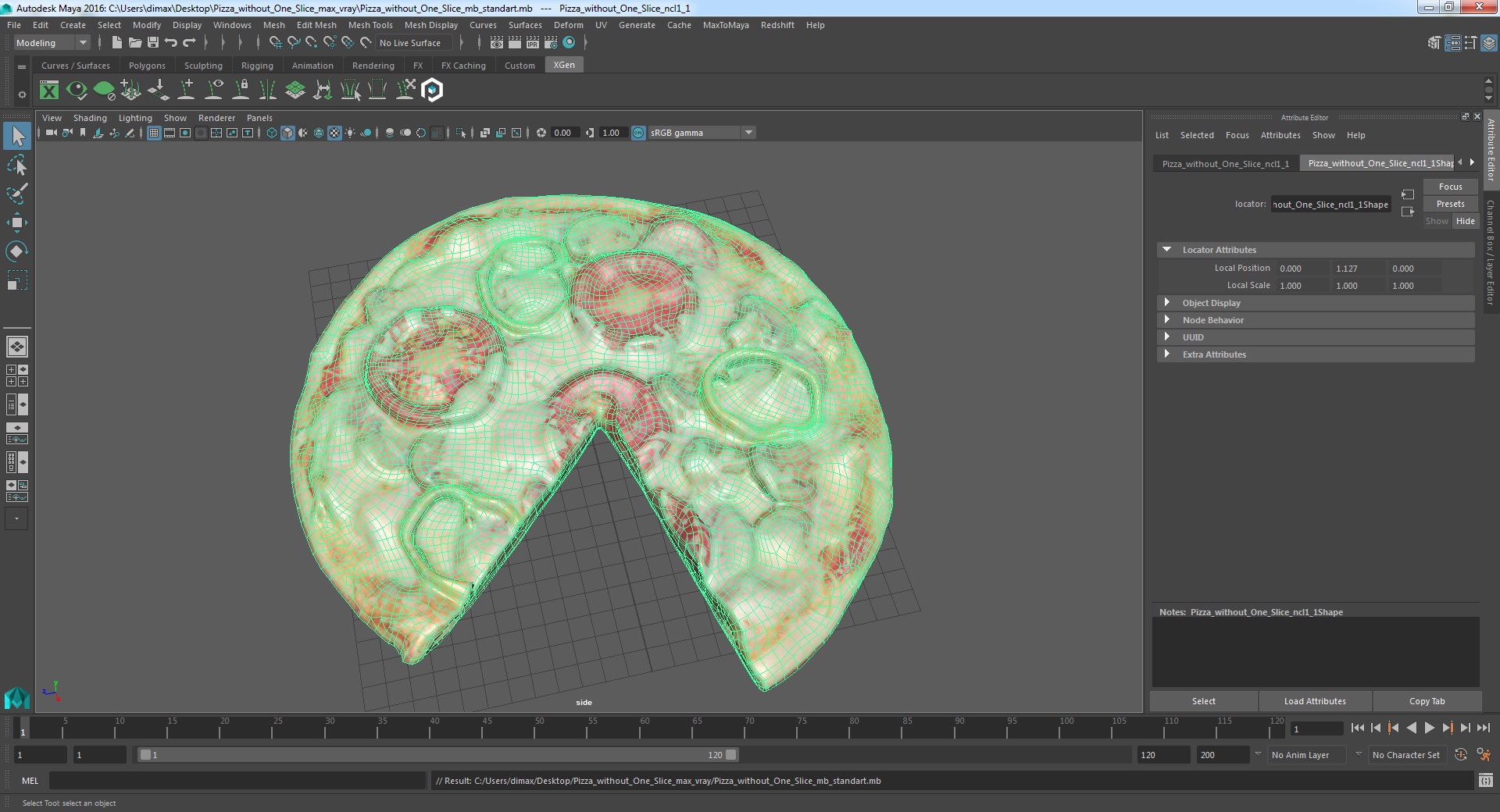 3D Pizza without One Slice model