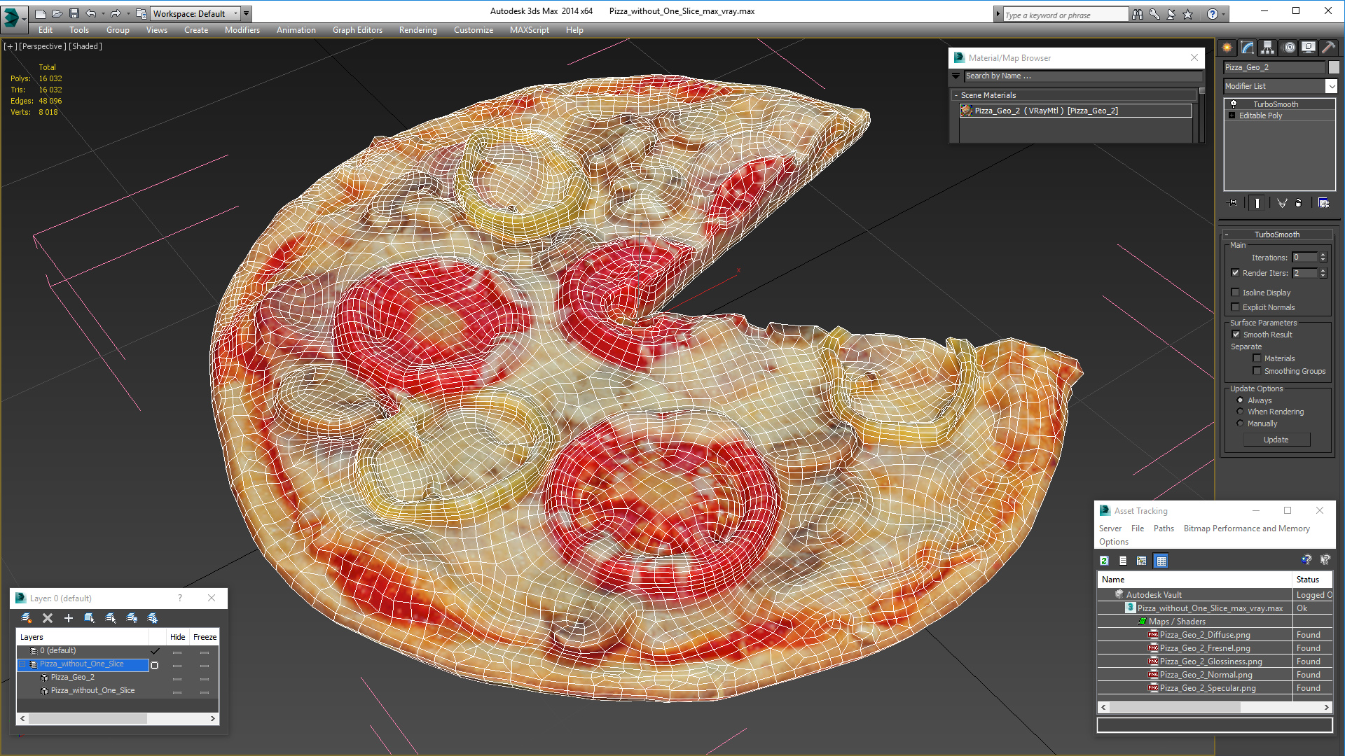 3D Pizza without One Slice model