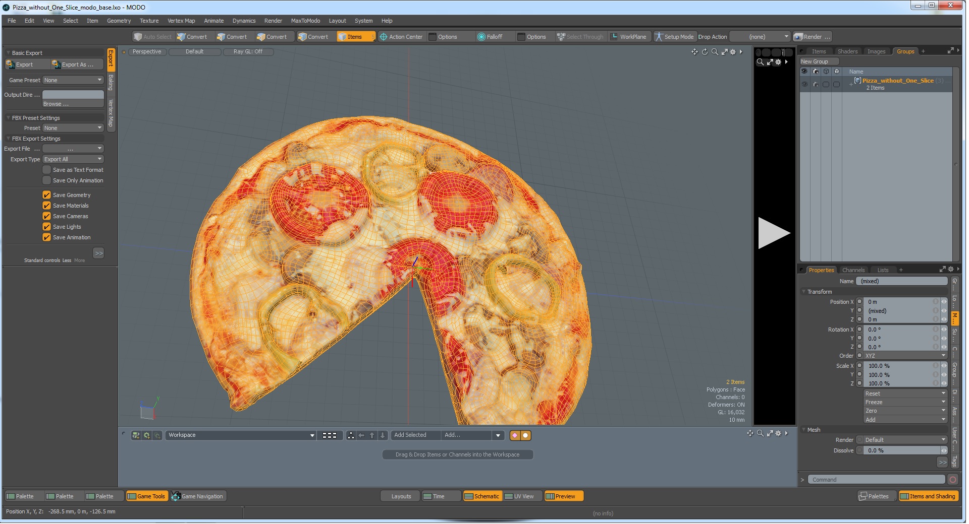 3D Pizza without One Slice model