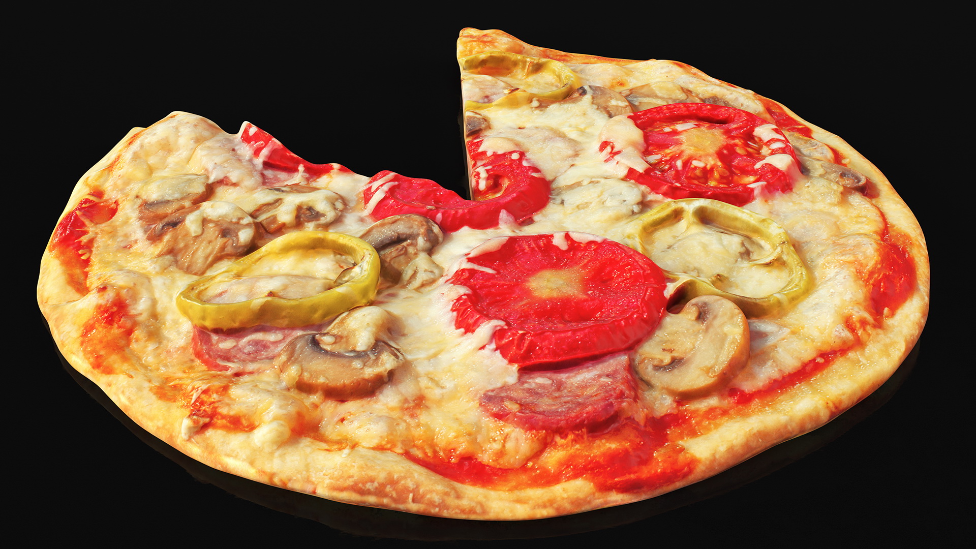 3D Pizza without One Slice model