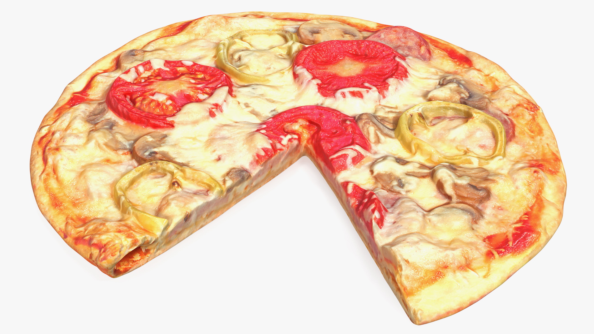 3D Pizza without One Slice model