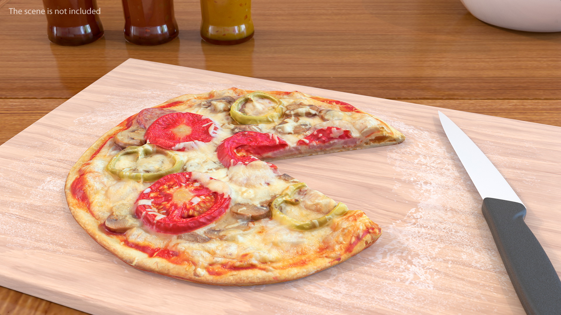 3D Pizza without One Slice model