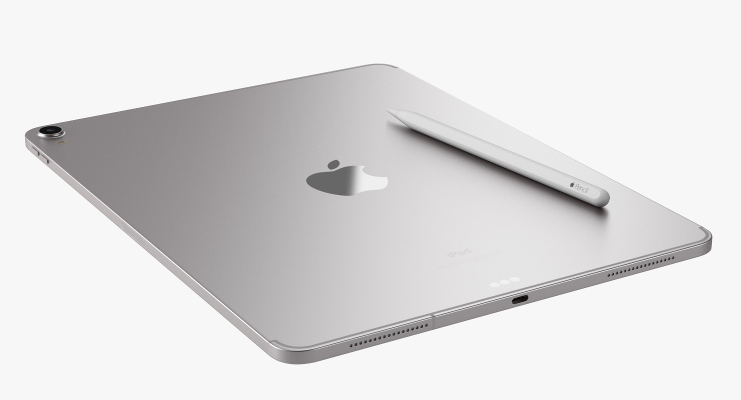 3D model Silver iPad Pro 2019