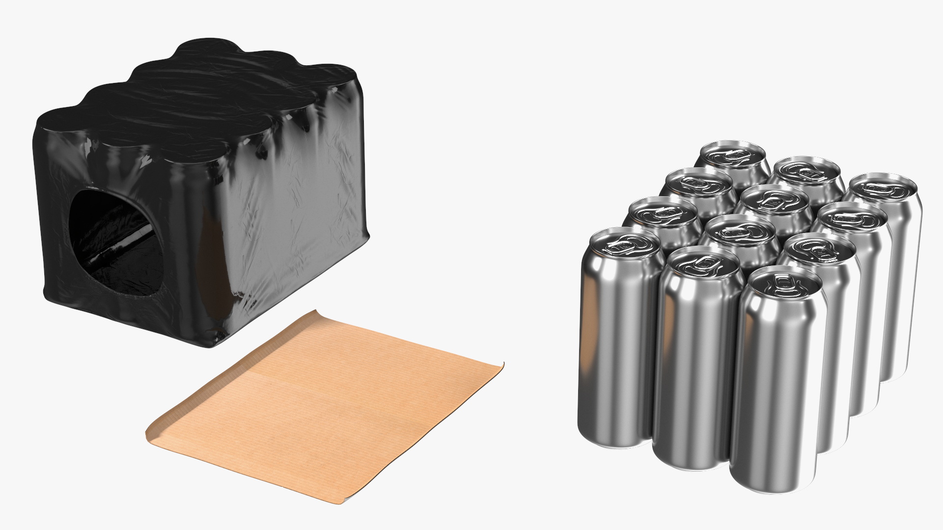 3D model Pack of 12 Pcs Aluminium Can 500ml Black