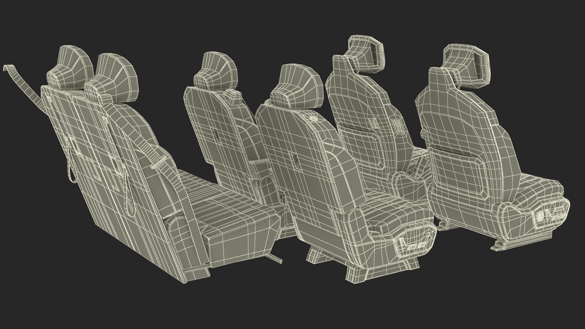 3D Vehicle Seats Row Interior Design model