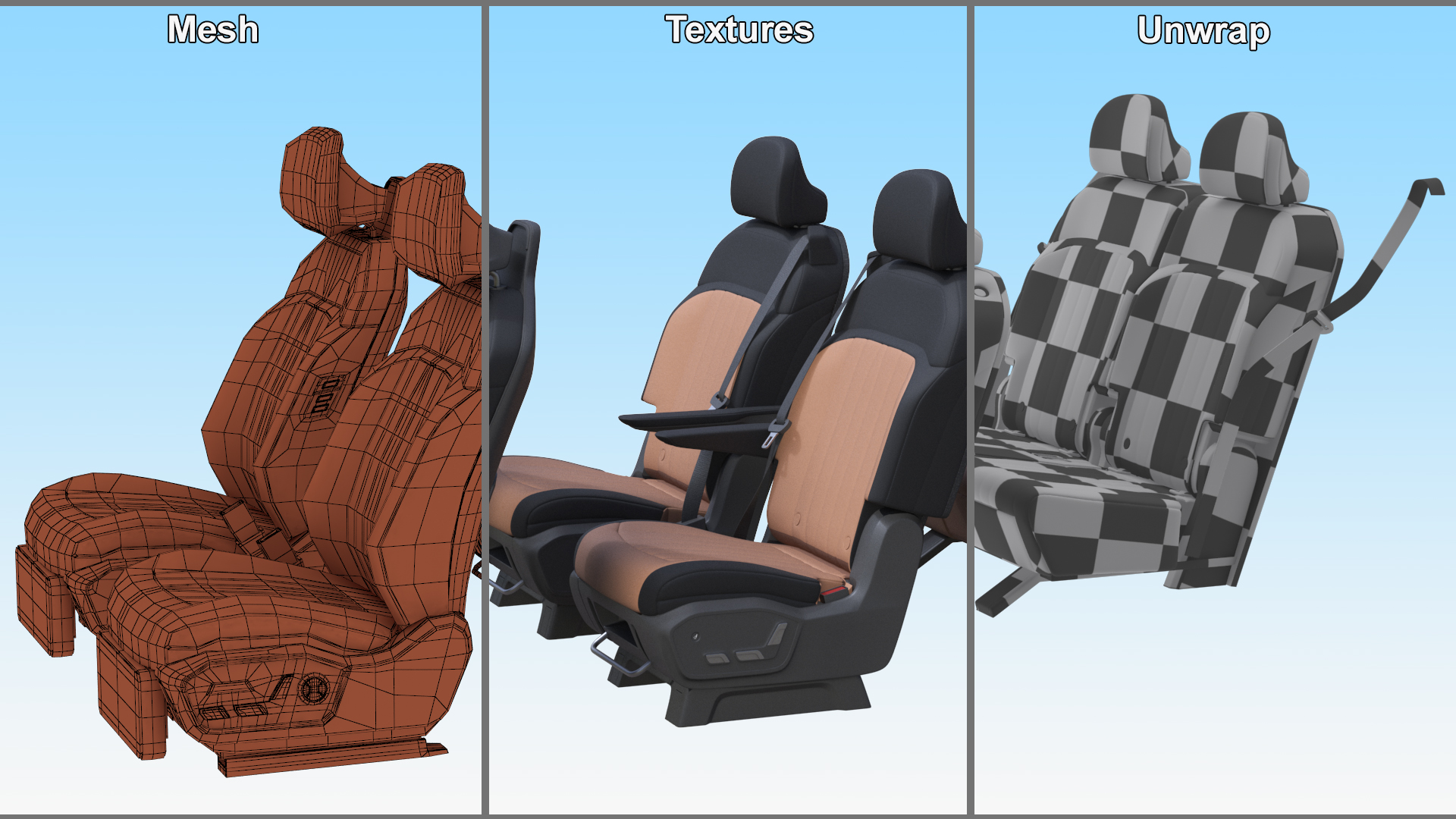 3D Vehicle Seats Row Interior Design model