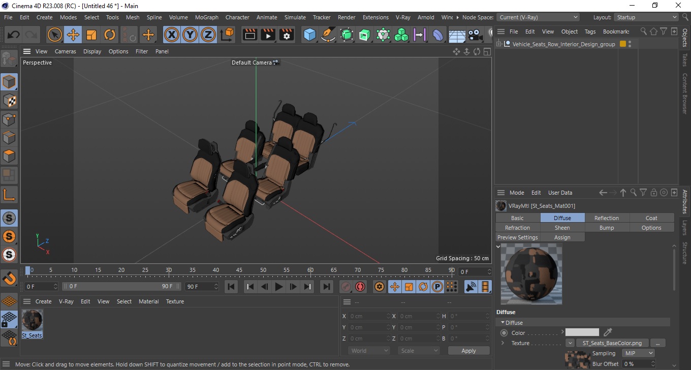 3D Vehicle Seats Row Interior Design model