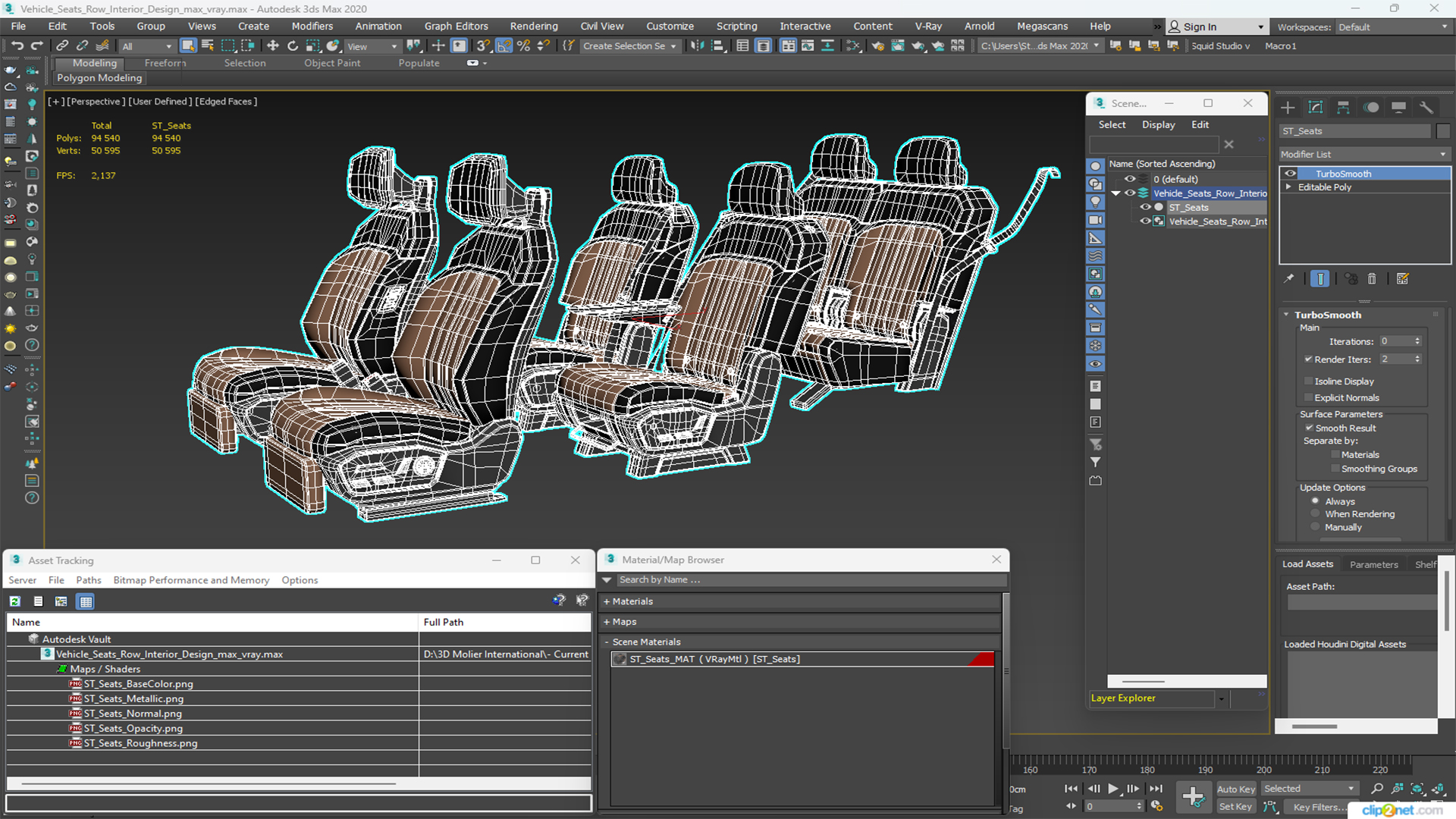 3D Vehicle Seats Row Interior Design model