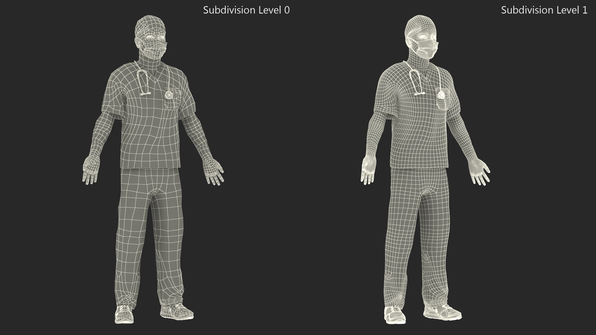 3D Male Surgeon Doctor wearing Mask Rigged for Maya model